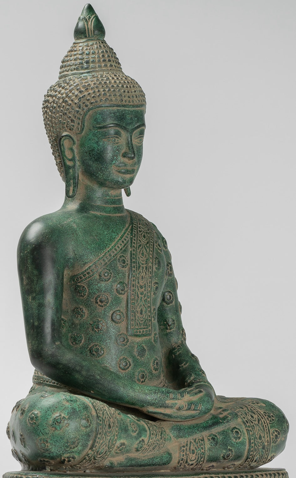 Statua Buddha - Antique Khmer in stile Khmer Bronzo seduto Amitabha Meditazione Buddha Statua - 44 cm/18 "