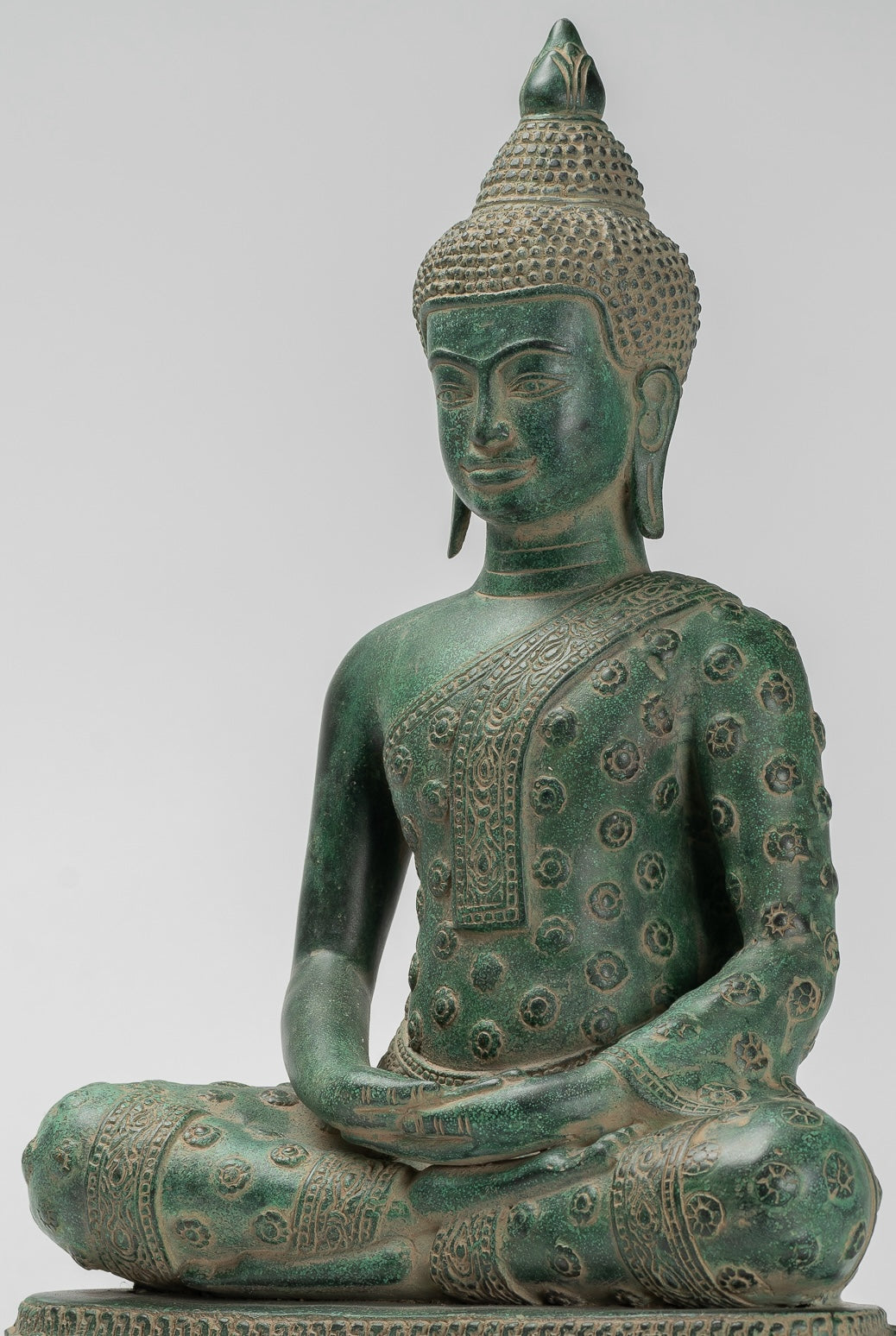 Statua Buddha - Antique Khmer in stile Khmer Bronzo seduto Amitabha Meditazione Buddha Statua - 44 cm/18 "