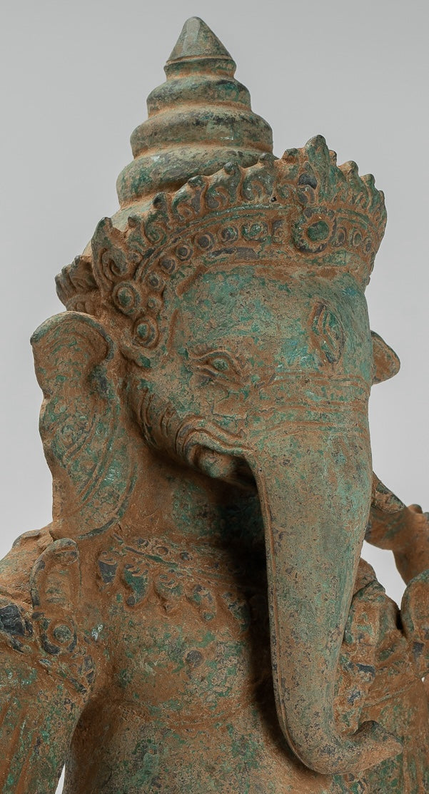 Estatua de Ganesh - Estatua de Vierdigris Ganesha montado en bronce de bronce antiguo - 39 cm/16 "