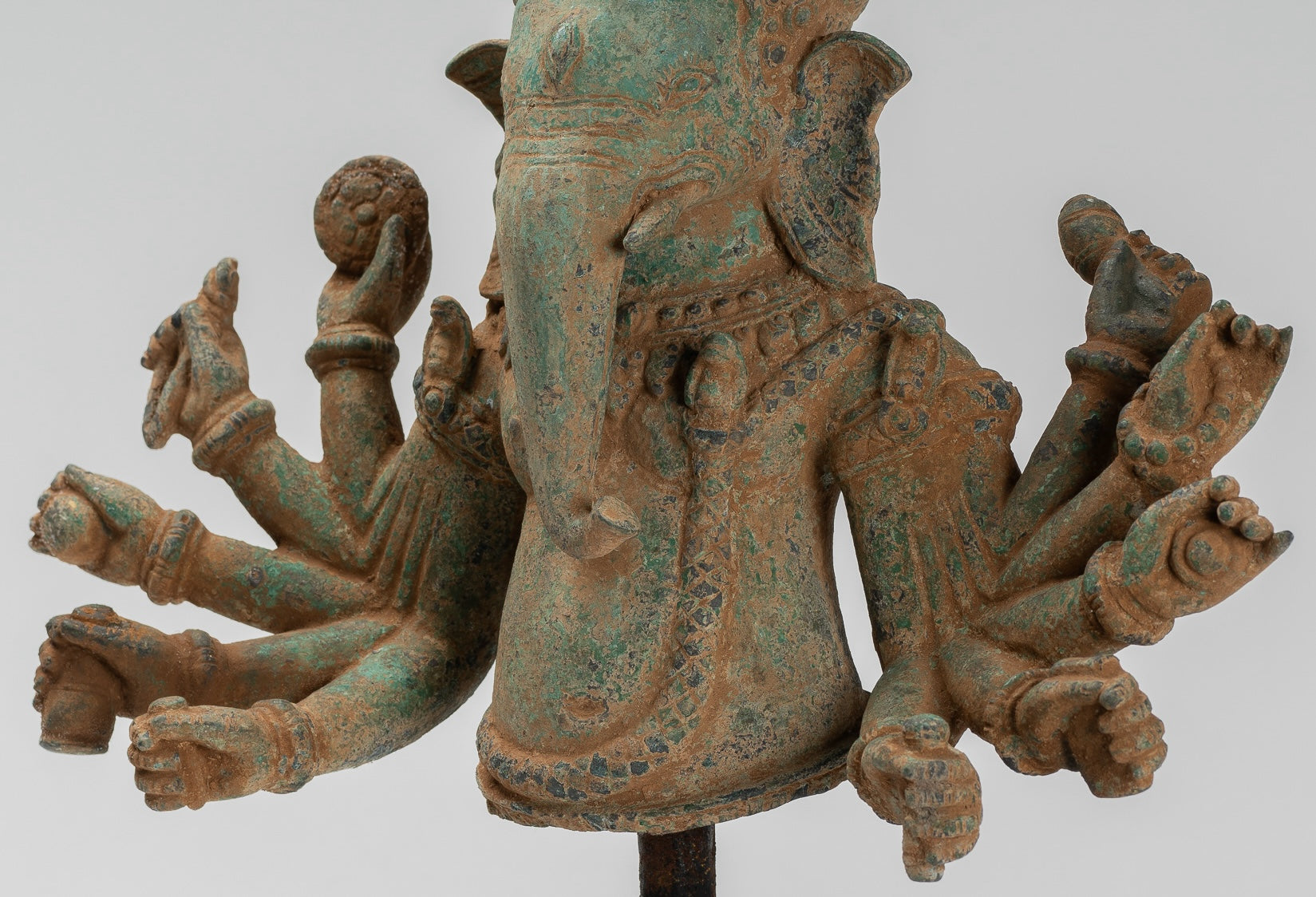 Estatua de Ganesh - Estatua de Vierdigris Ganesha montado en bronce de bronce antiguo - 39 cm/16 "