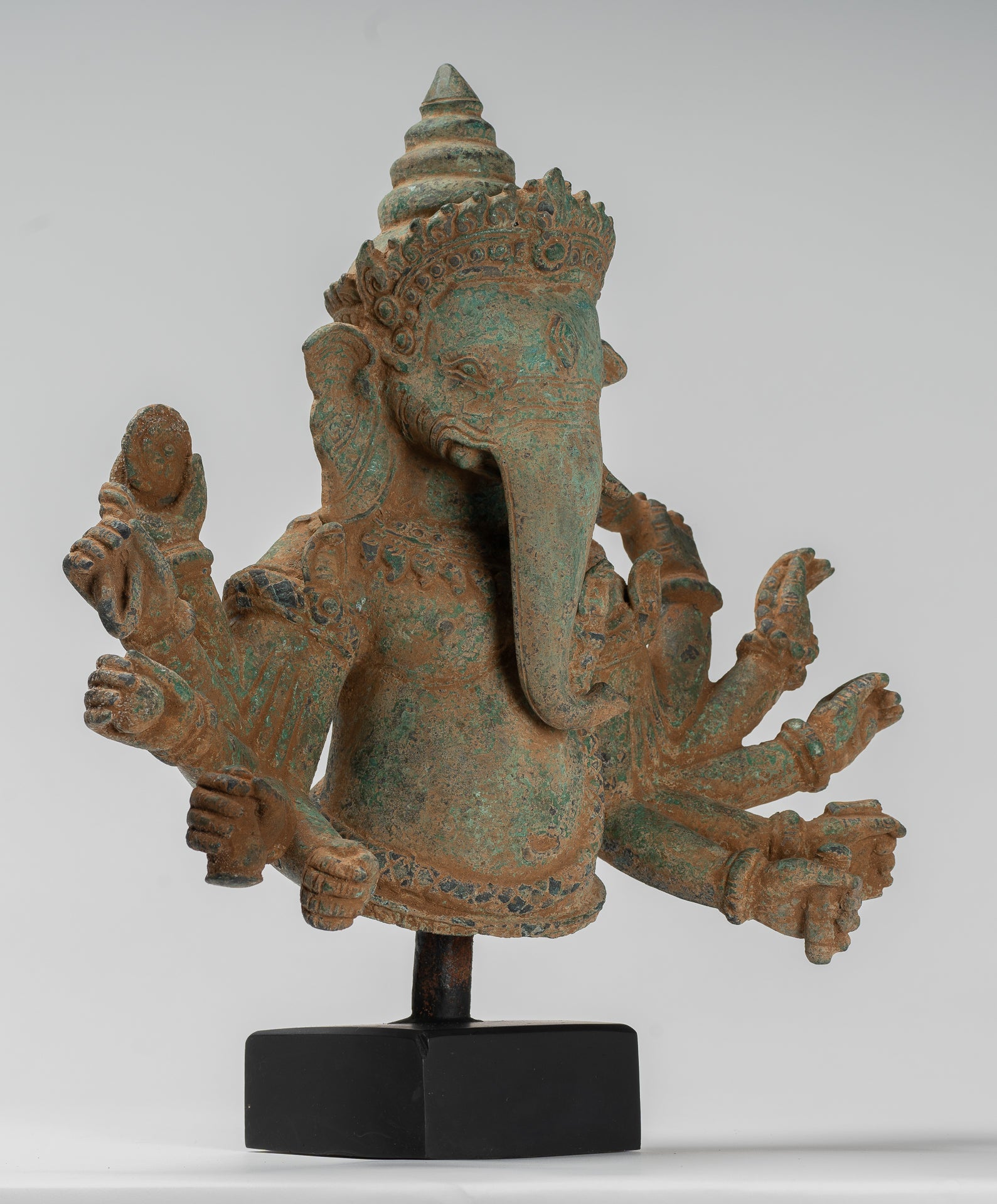Estatua de Ganesh - Estatua de Vierdigris Ganesha montado en bronce de bronce antiguo - 39 cm/16 "