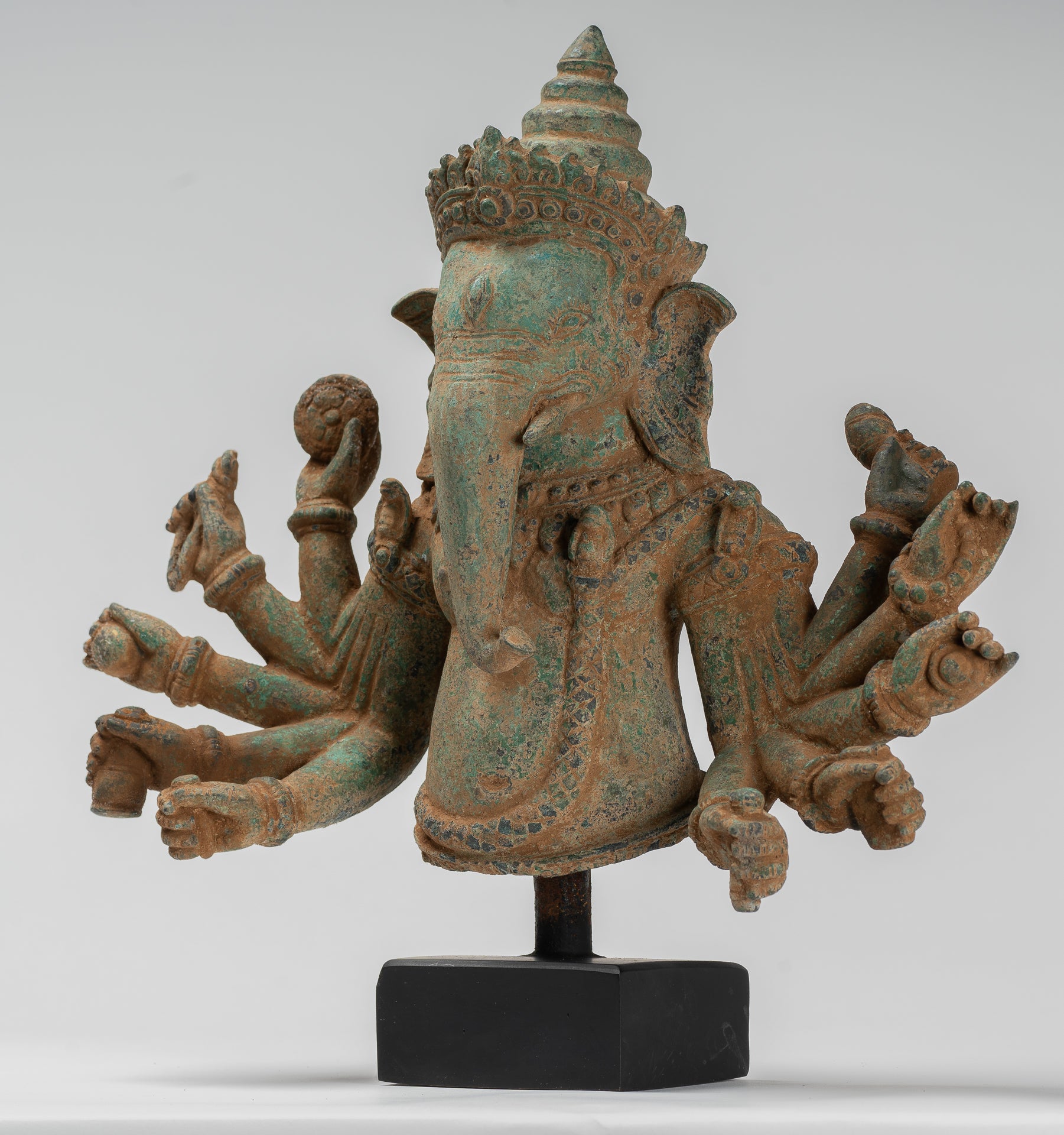 Estatua de Ganesh - Estatua de Vierdigris Ganesha montado en bronce de bronce antiguo - 39 cm/16 "