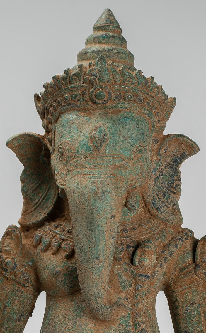 Estatua de Ganesh - Estatua de Vierdigris Ganesha montado en bronce de bronce antiguo - 39 cm/16 "