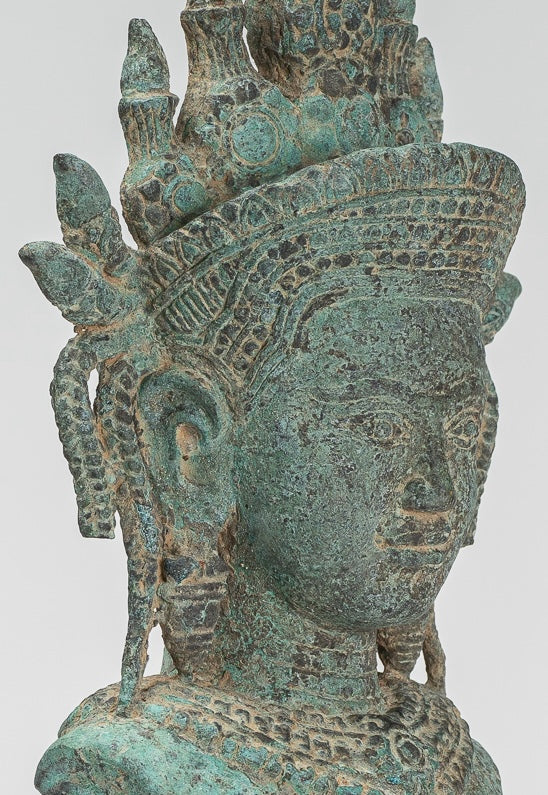 Apsara Statue - Antique Khmer Style Bronze Angkor Wat Apsara or Angel Statue - 30cm/12"