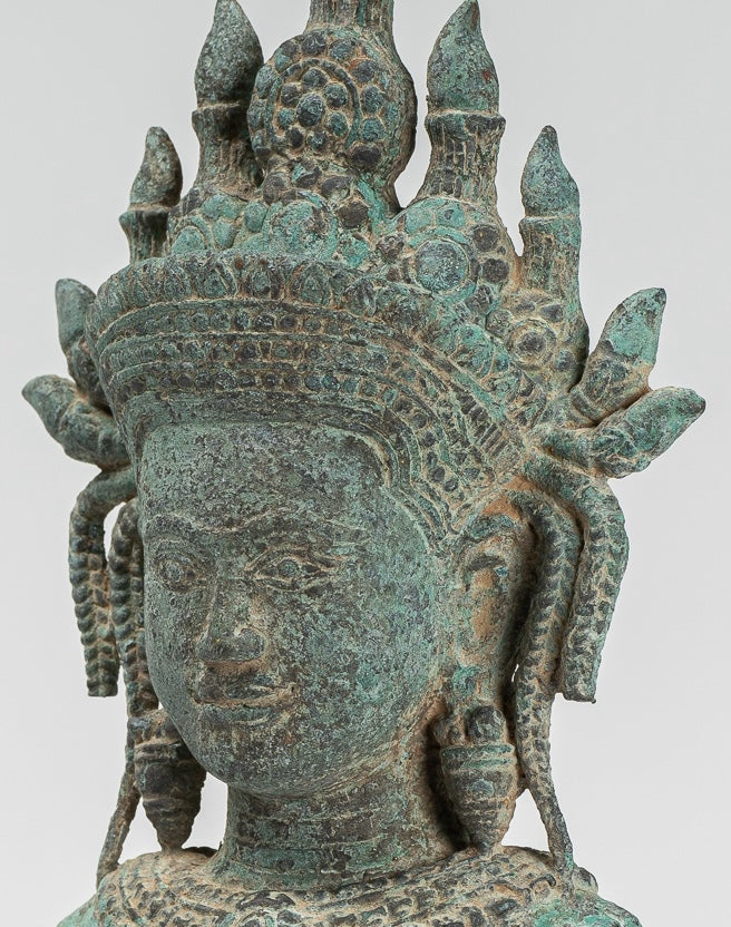 Apsara Statue - Antique Khmer Style Bronze Angkor Wat Apsara or Angel Statue - 30cm/12"