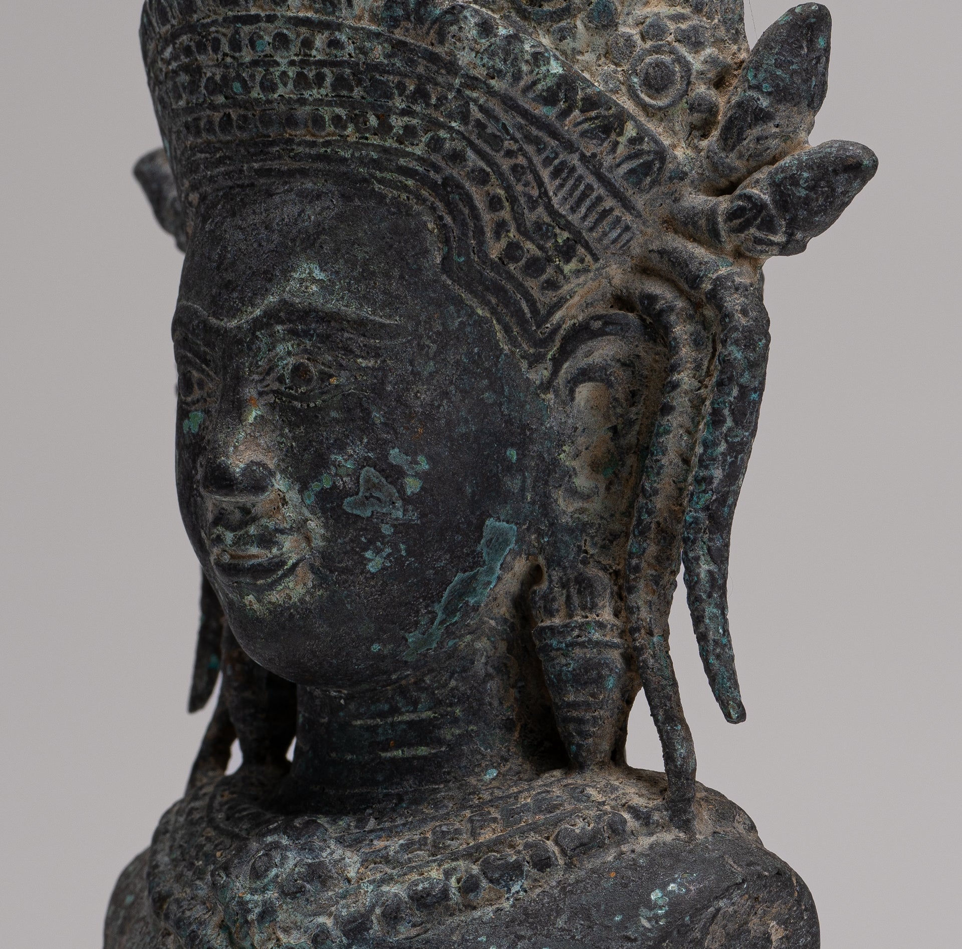 Apsara Statue - Antique Khmer Style Bronze Angkor Wat Apsara or Angel Statue - 29cm/12"