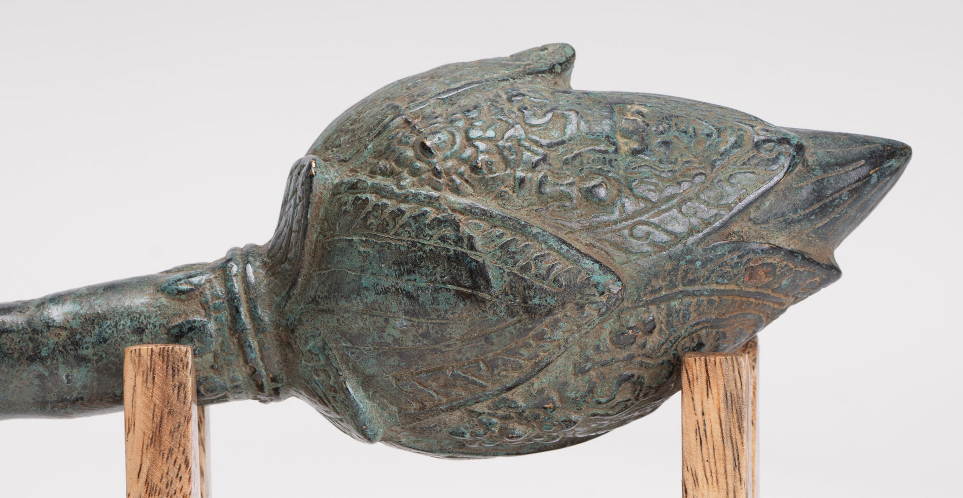 Mounted Antique Thai Style Bronze Lotus Bud - 35cm/14"