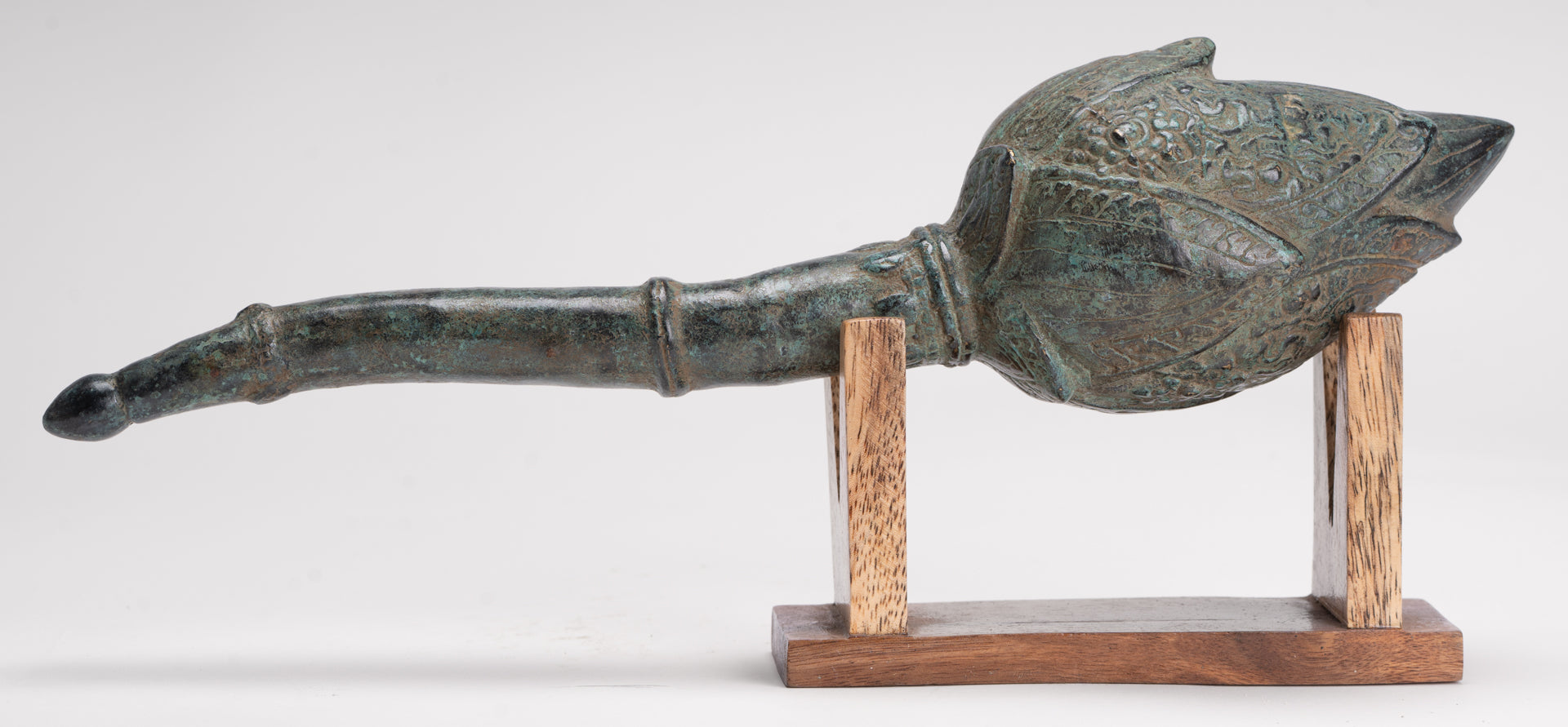 Mounted Antique Thai Style Bronze Lotus Bud - 35cm/14"