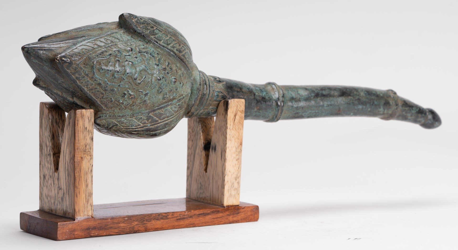 Mounted Antique Thai Style Bronze Lotus Bud - 35cm/14"