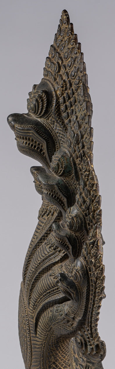 Naga Statue - Antique Khmer Style Bronze Protective Naga, Snake or Serpent Statue - 92cm/37"