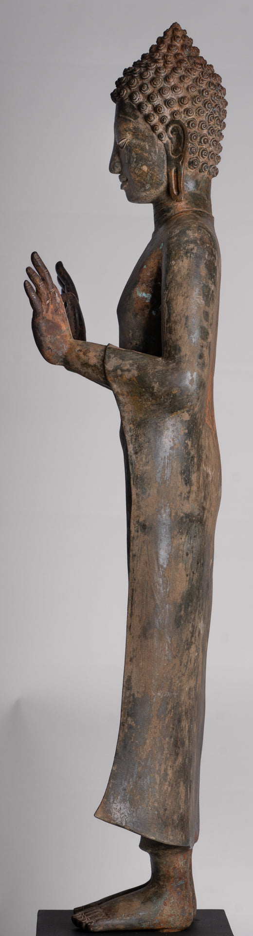 Buddha Statue - Antique Thai Style Standing Bronze Teaching Dvaravati Buddha Statue - 101cm/40" Tall