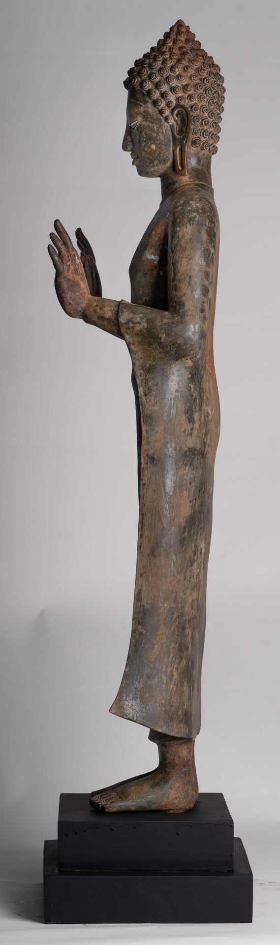 Buddha Statue - Antique Thai Style Standing Bronze Teaching Dvaravati Buddha Statue - 101cm/40" Tall