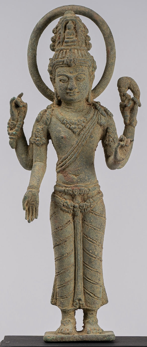 Lokeshvara - Antique Indonesian Style Majapahit Standing Bronze Lokeshvara Statue - 39cm/16"