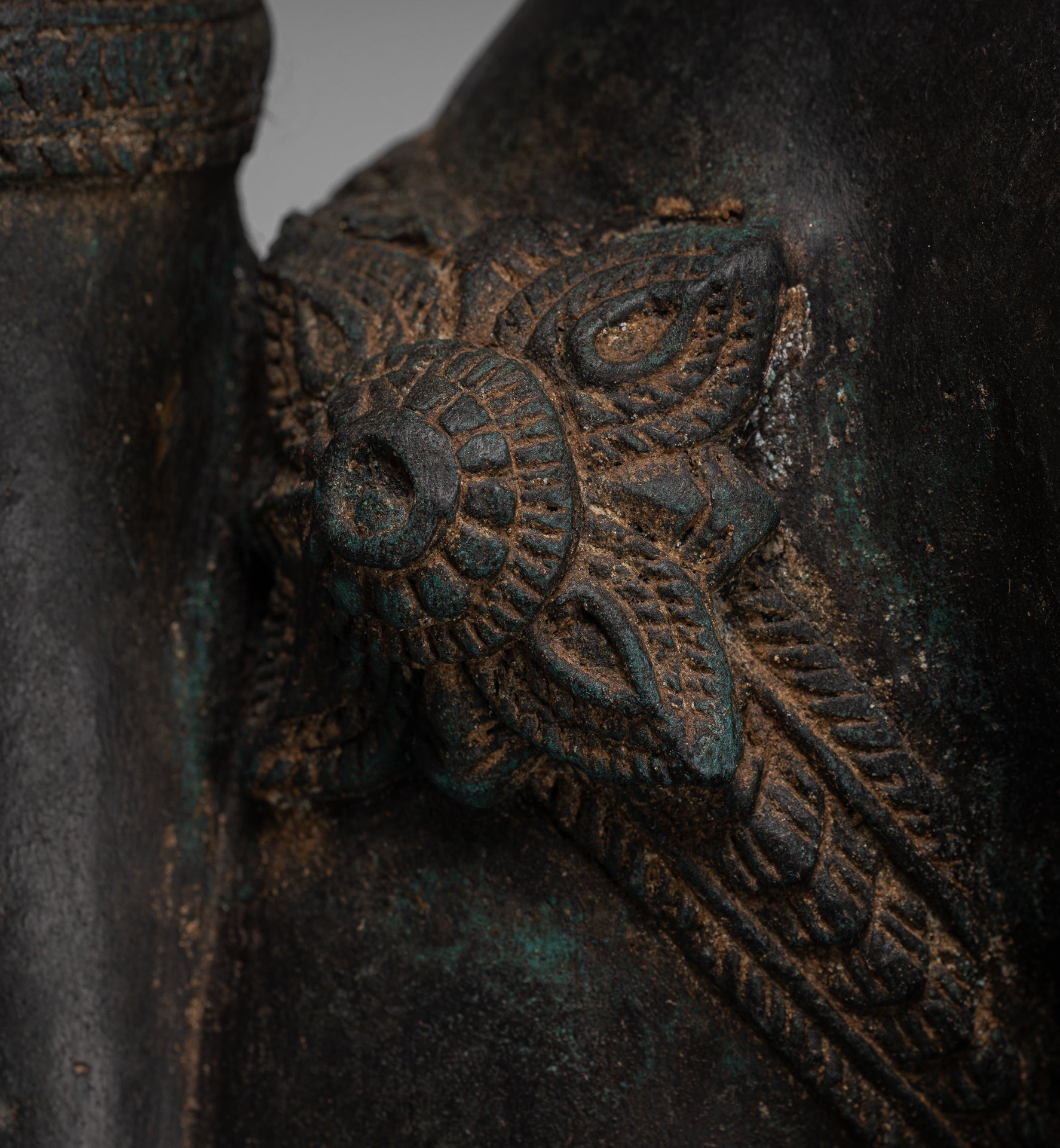 Ganesha Statue - Antique Thai Style Bronze Seated 4-Arm Ganesha Statue - 85cm/34"