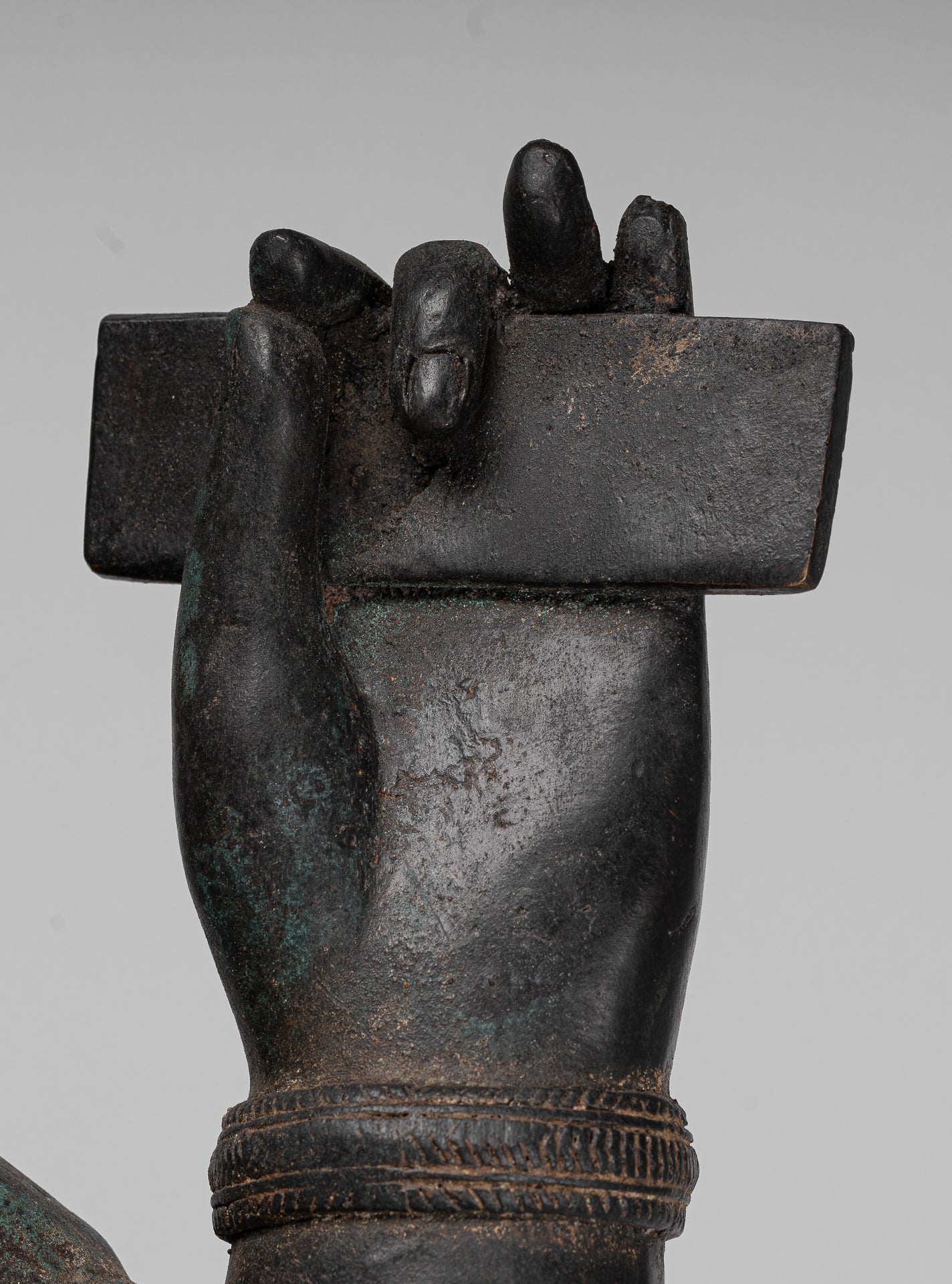 Ganesha Statue - Antique Thai Style Bronze Seated 4-Arm Ganesha Statue - 85cm/34"