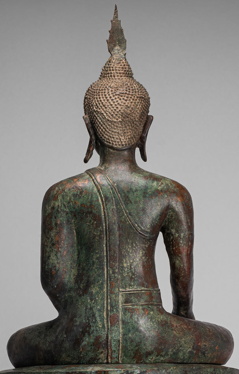 Buddha Statue - Antique U Thong Style Bronze Enlightenment Buddha Statue - 88cm/35"