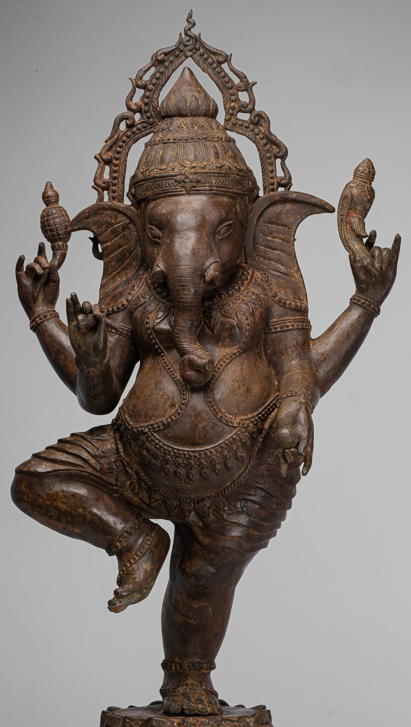 Large Ganesha Statue - Antique Thai Style Bronze Dancing Ganesh Statue - 105cm/42"