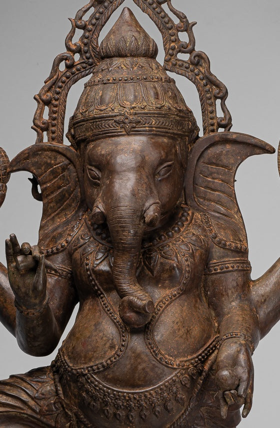 Large Ganesha Statue - Antique Thai Style Bronze Dancing Ganesh Statue - 105cm/42"