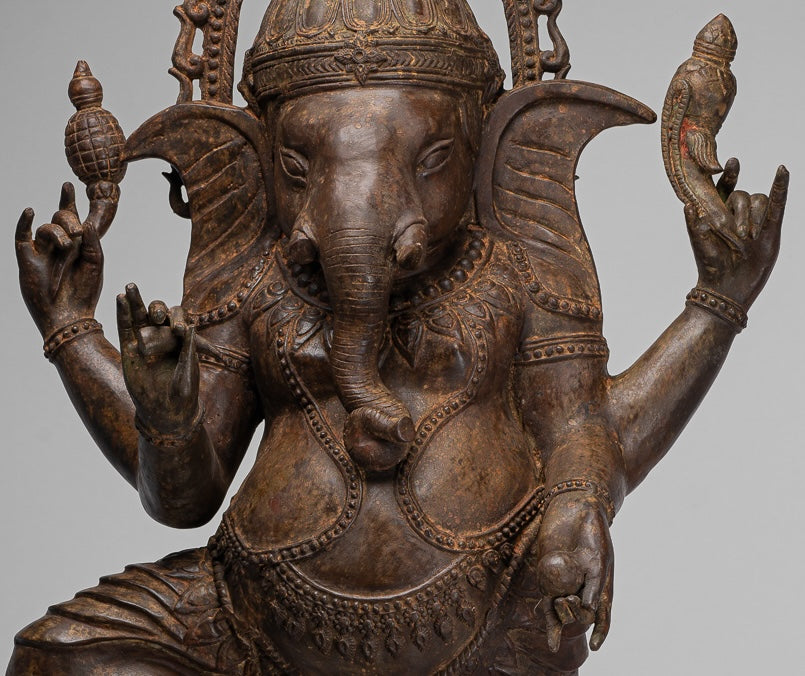 Large Ganesha Statue - Antique Thai Style Bronze Dancing Ganesh Statue - 105cm/42"