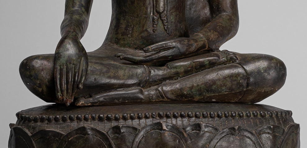 Large Buddha Statue - Antique Thai Style Sukhothai Seated Enlightenment Buddha Statue - 78cm/31"