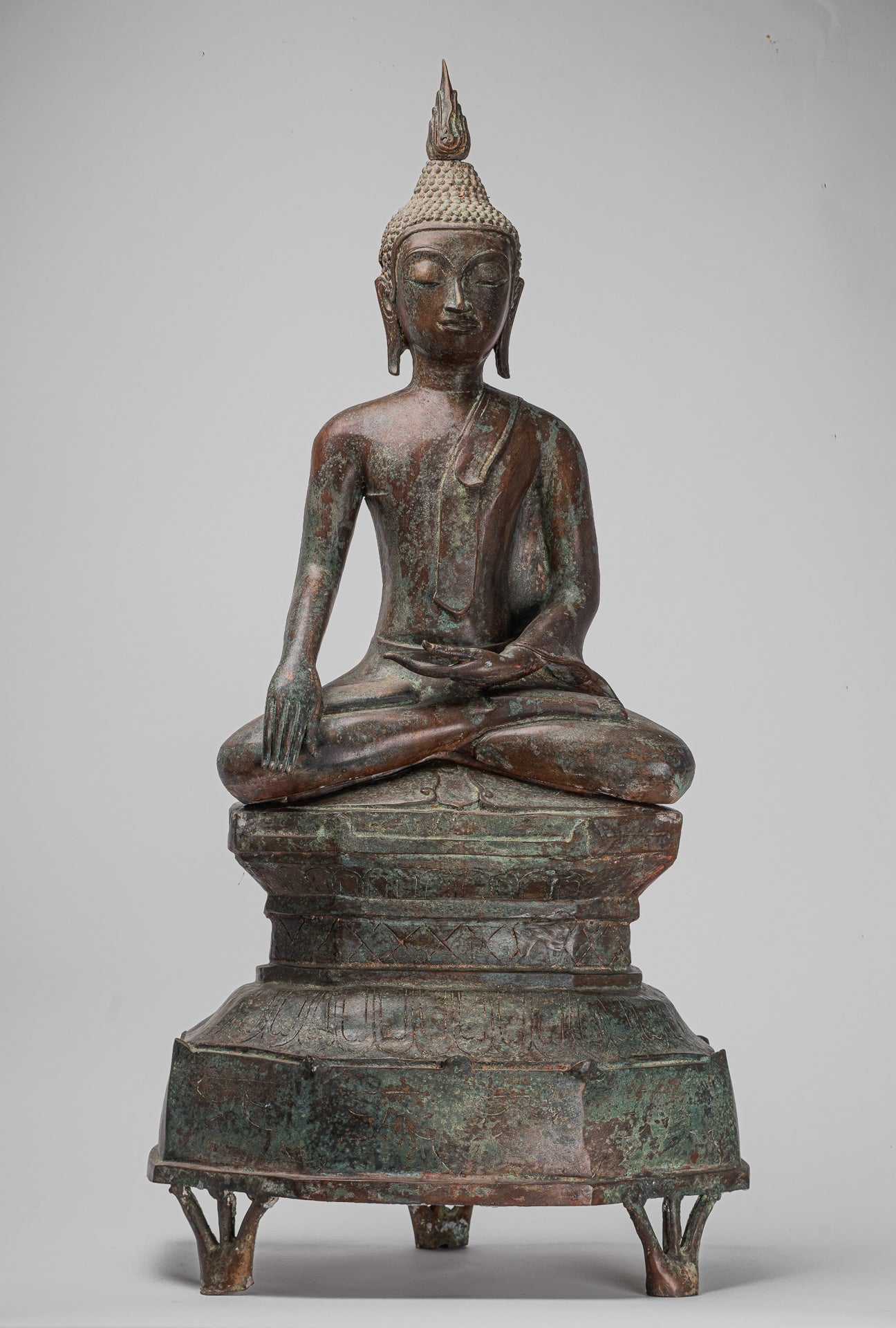 Large Buddha Statue - Antique Thai Style Chiang Rung Seated Enlightenment Buddha Statue - 101cm/40"