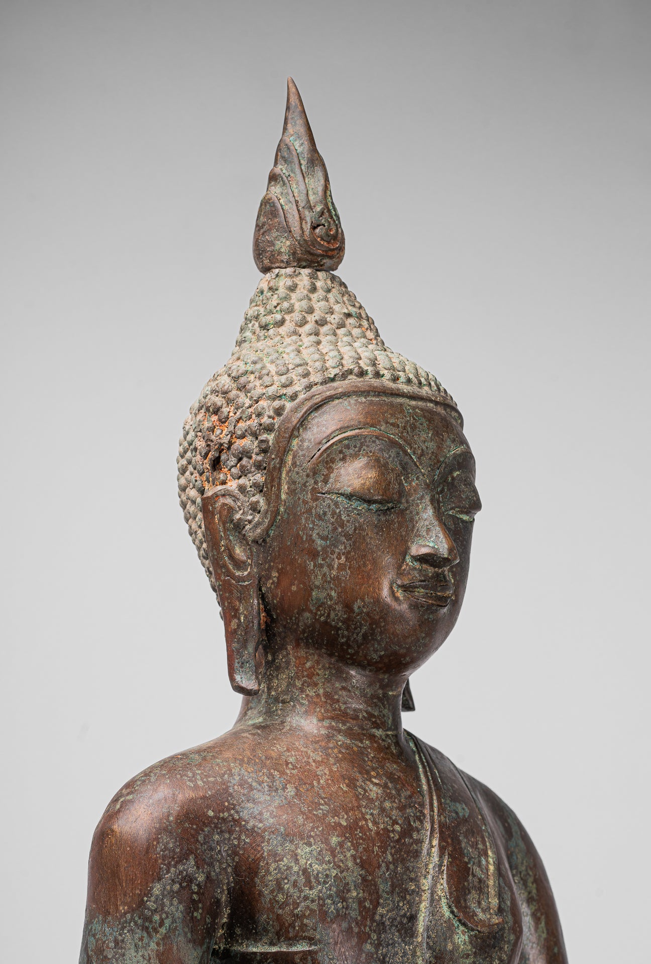 Large Buddha Statue - Antique Thai Style Chiang Rung Seated Enlightenment Buddha Statue - 101cm/40"