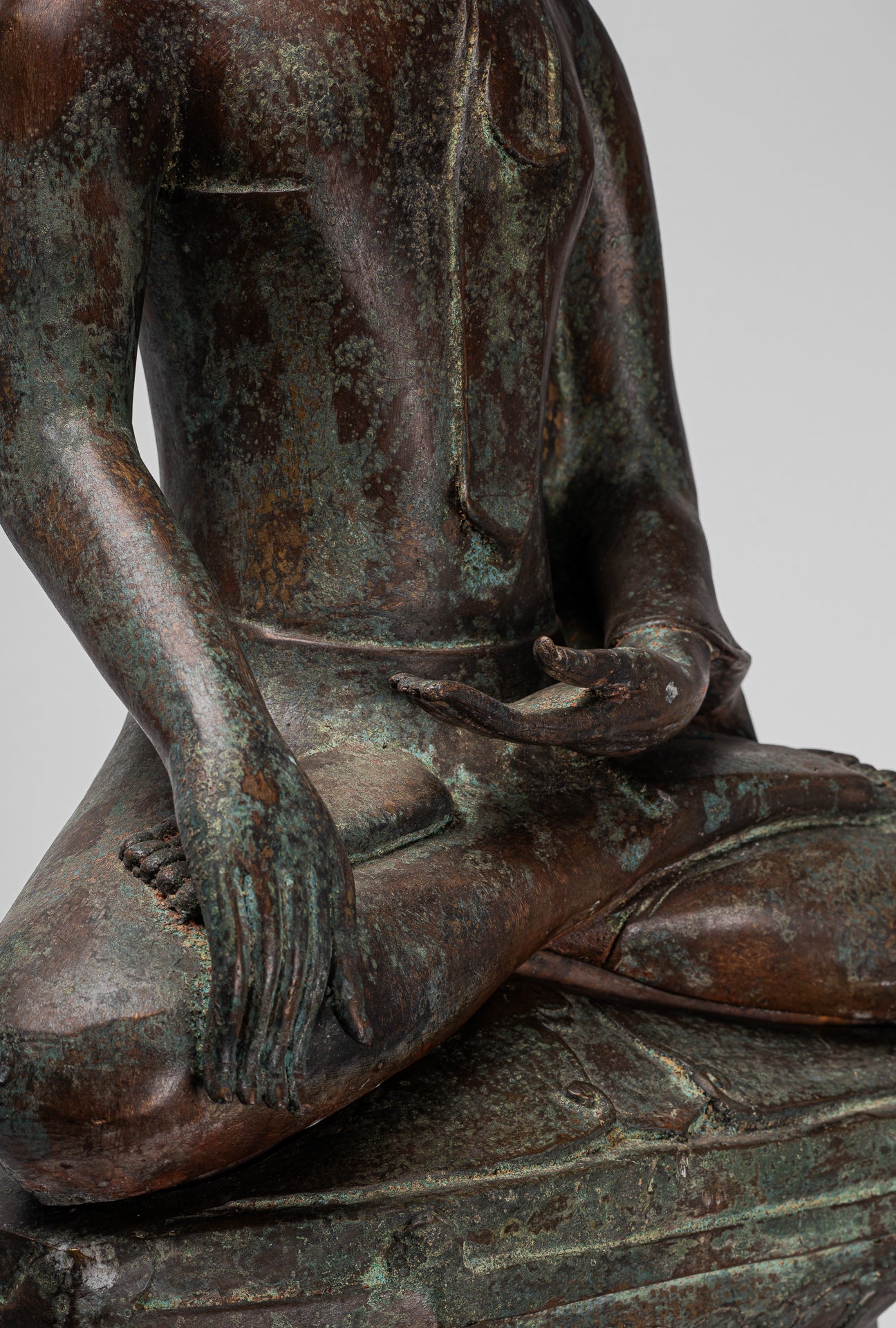 Large Buddha Statue - Antique Thai Style Chiang Rung Seated Enlightenment Buddha Statue - 101cm/40"