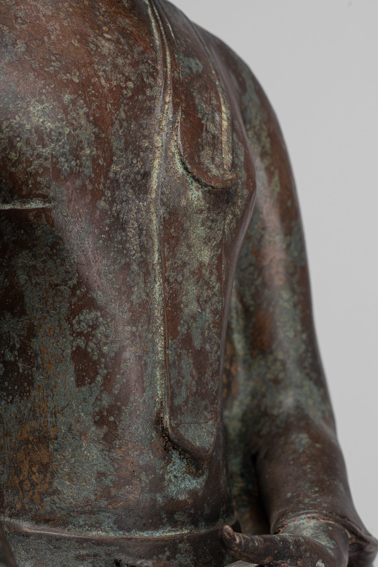 Large Buddha Statue - Antique Thai Style Chiang Rung Seated Enlightenment Buddha Statue - 101cm/40"