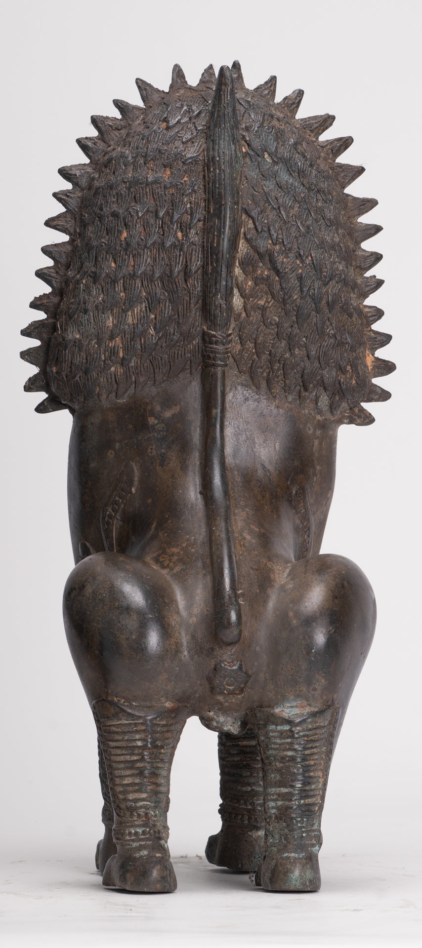 Temple Lion - Antique Thai Style Bronze Standing Singha Temple Guardians or Lions - 41cm/16" (Pair)