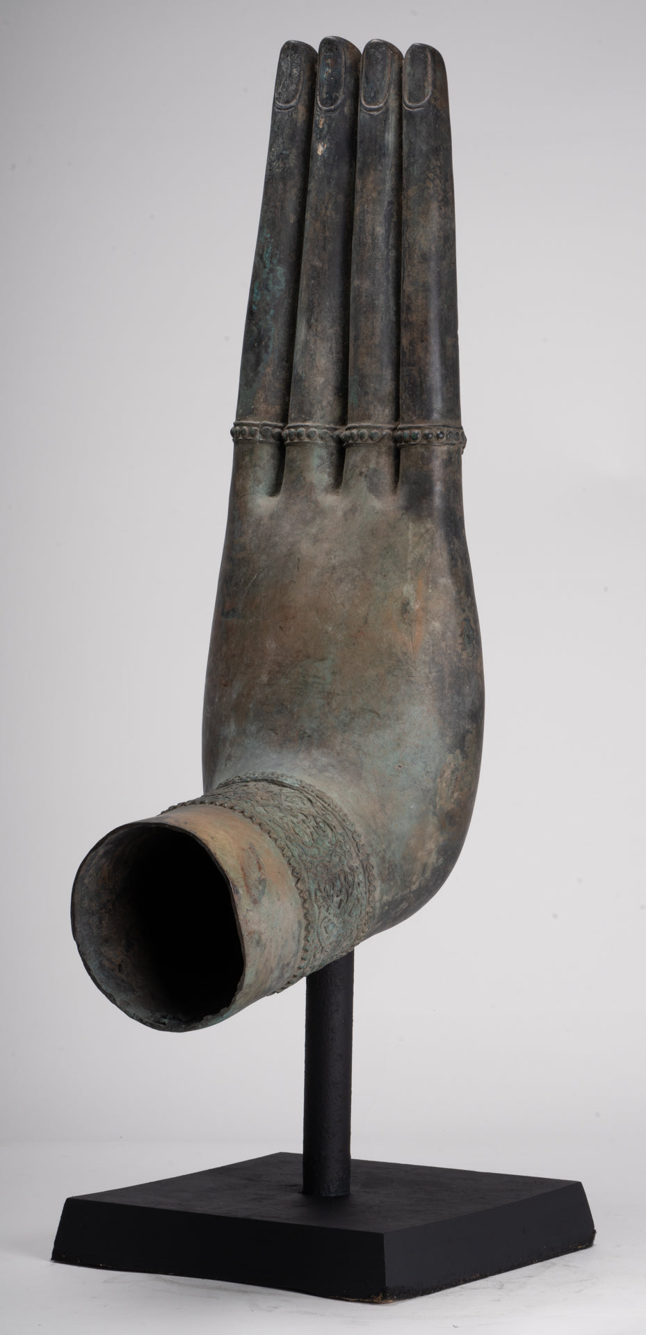 Large Hand - Mounted Antique Thai Style Southeast Asia Bronze Thai Protection Hand - 77cm/31"