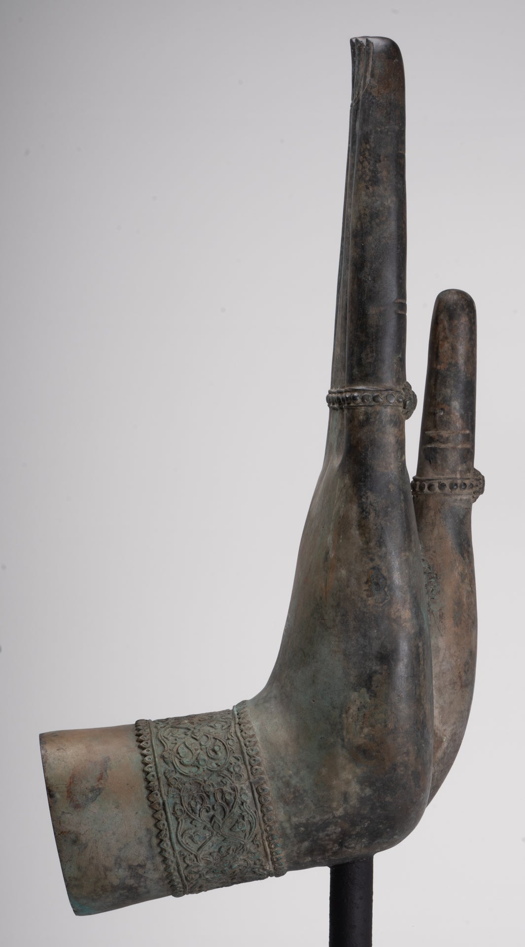 Large Hand - Mounted Antique Thai Style Southeast Asia Bronze Thai Protection Hand - 77cm/31"