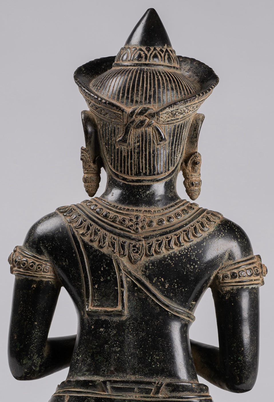 Buddha - Antique Khmer Style Bronze Seated Double Teaching Buddha Statue - 56cm/22"