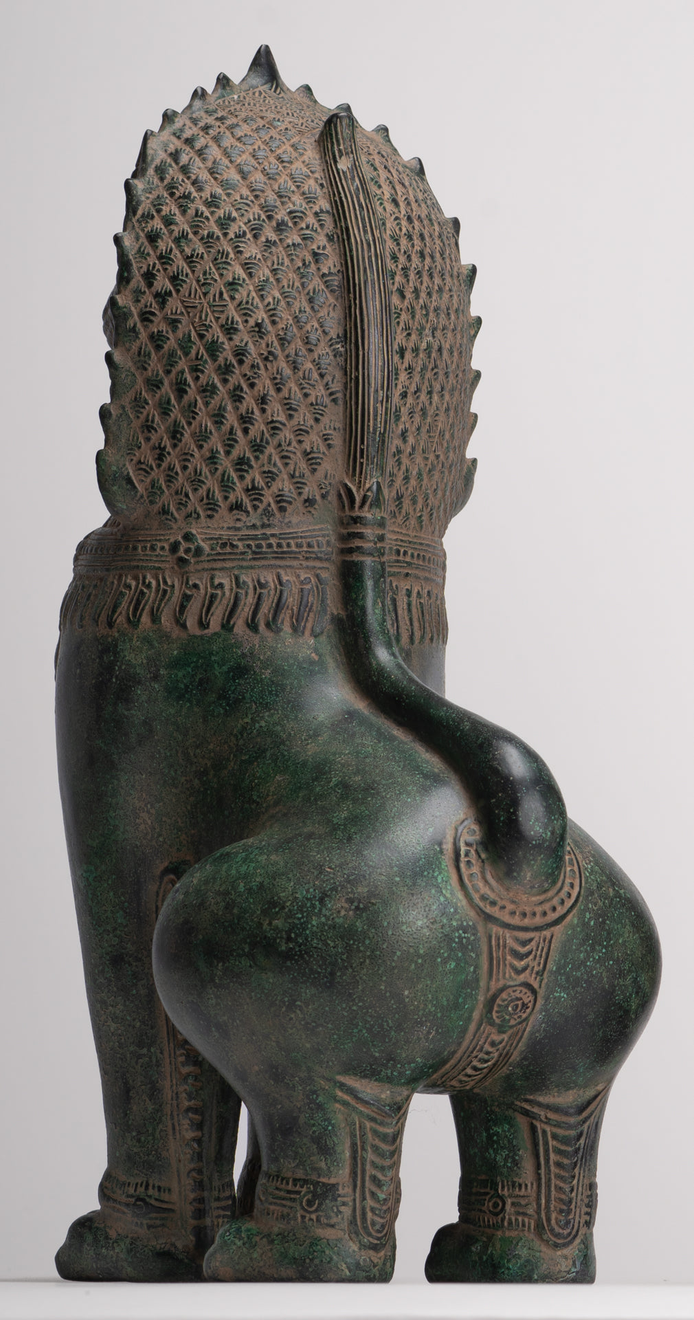 Temple Lions - Antique Khmer Style Bronze Standing Temple Guardians or Lions - 39cm/16"