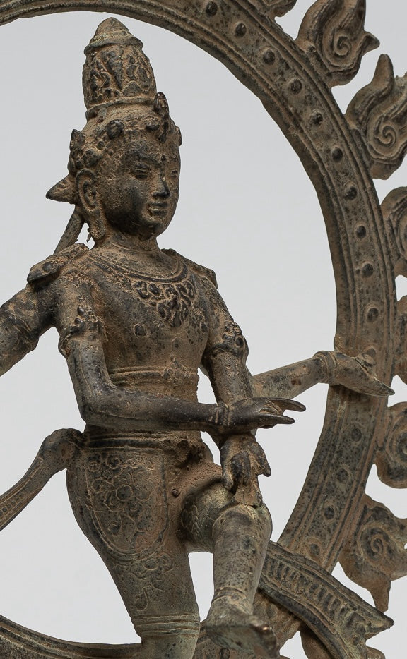 Shiva Statue - Antique Javanese Style Bronze Dancing Shiva statue as Lord Nataraja - 29cm(12") Tall