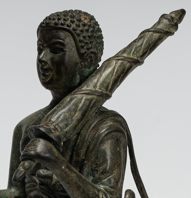 Monk - Antique Thai Style Bronze Dvaravati Devotee / Disciple of Buddha Statue - 29cm/12"