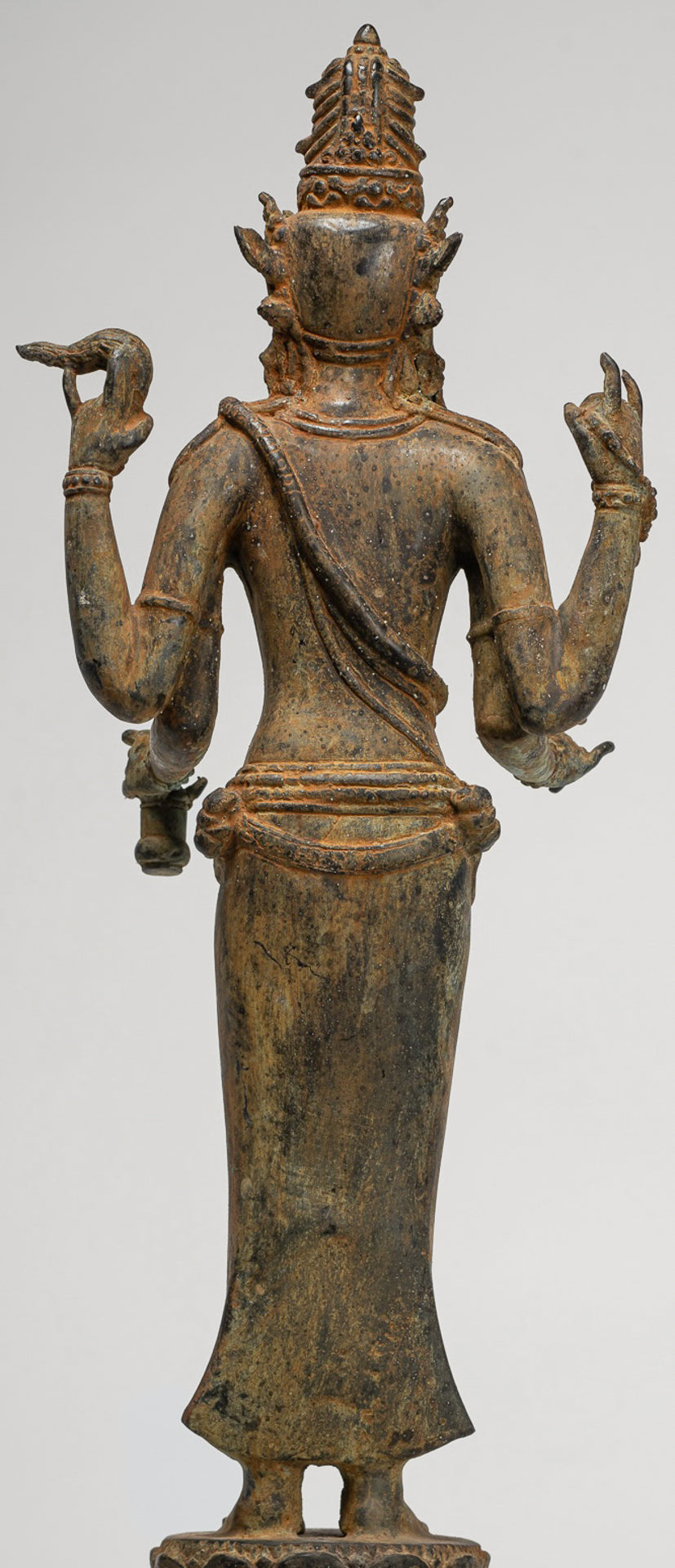 Shiva Statue - Antique Indonesian Style Bronze Javanese Standing 4-Arm Shiva Statue - 52cm/21"