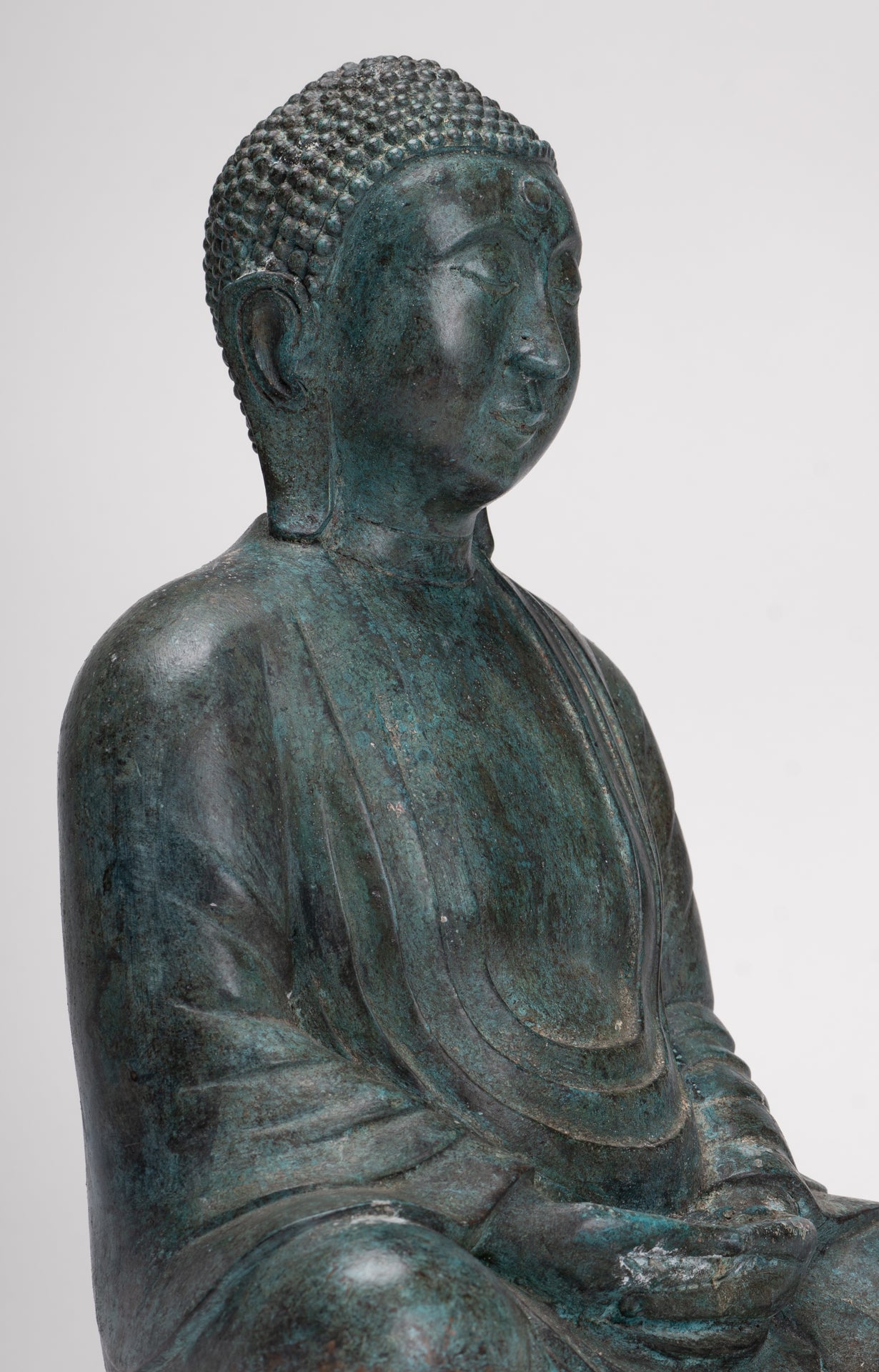 Japanese Buddha - Antique Japanese Style Bronze Seated Meditation Amitabha Buddha Statue - 38cm/15"
