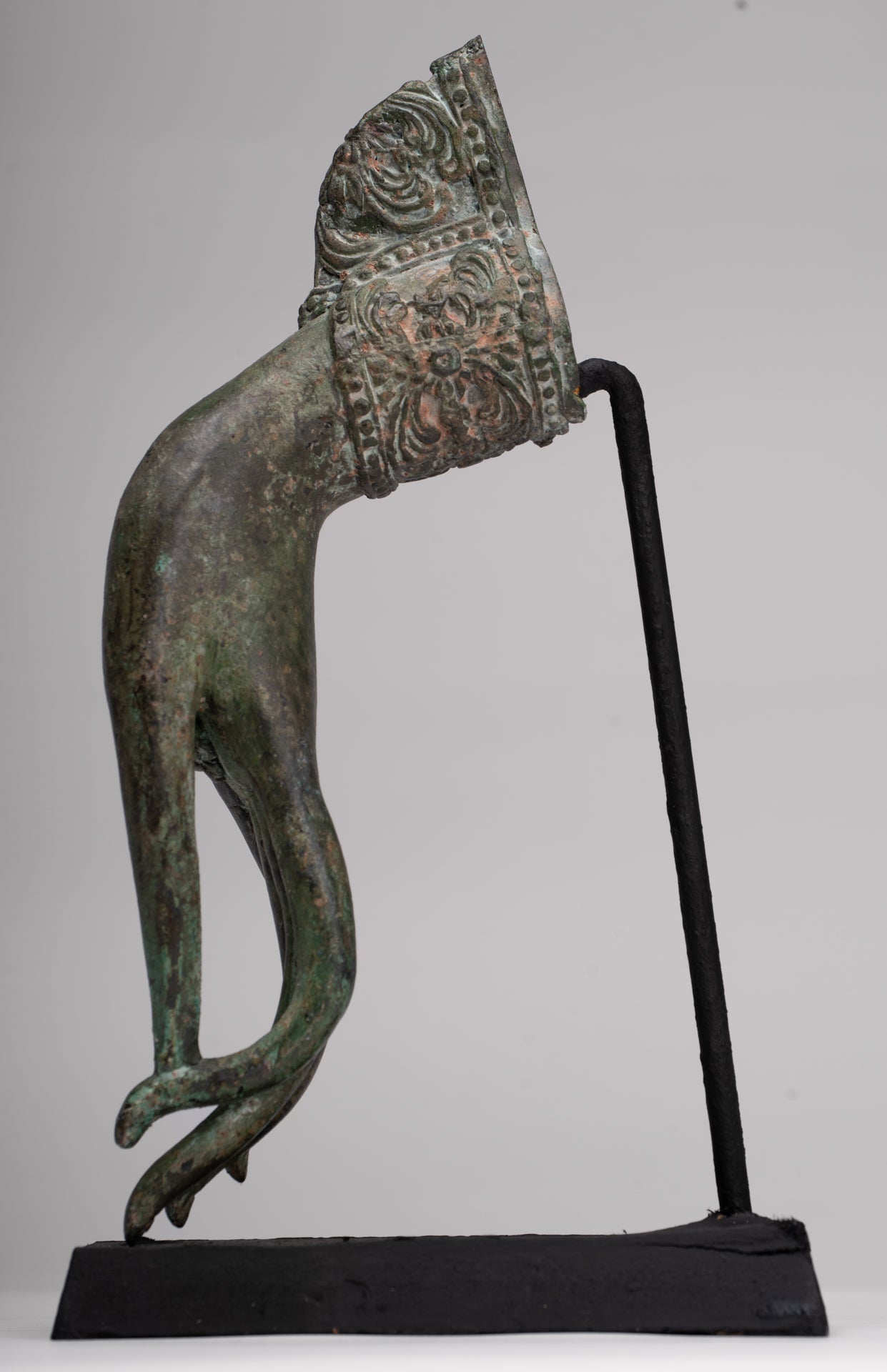 Mounted Antique Thai Style Southeast Asia Bronze Thai Teaching Hand - 30cm/12"