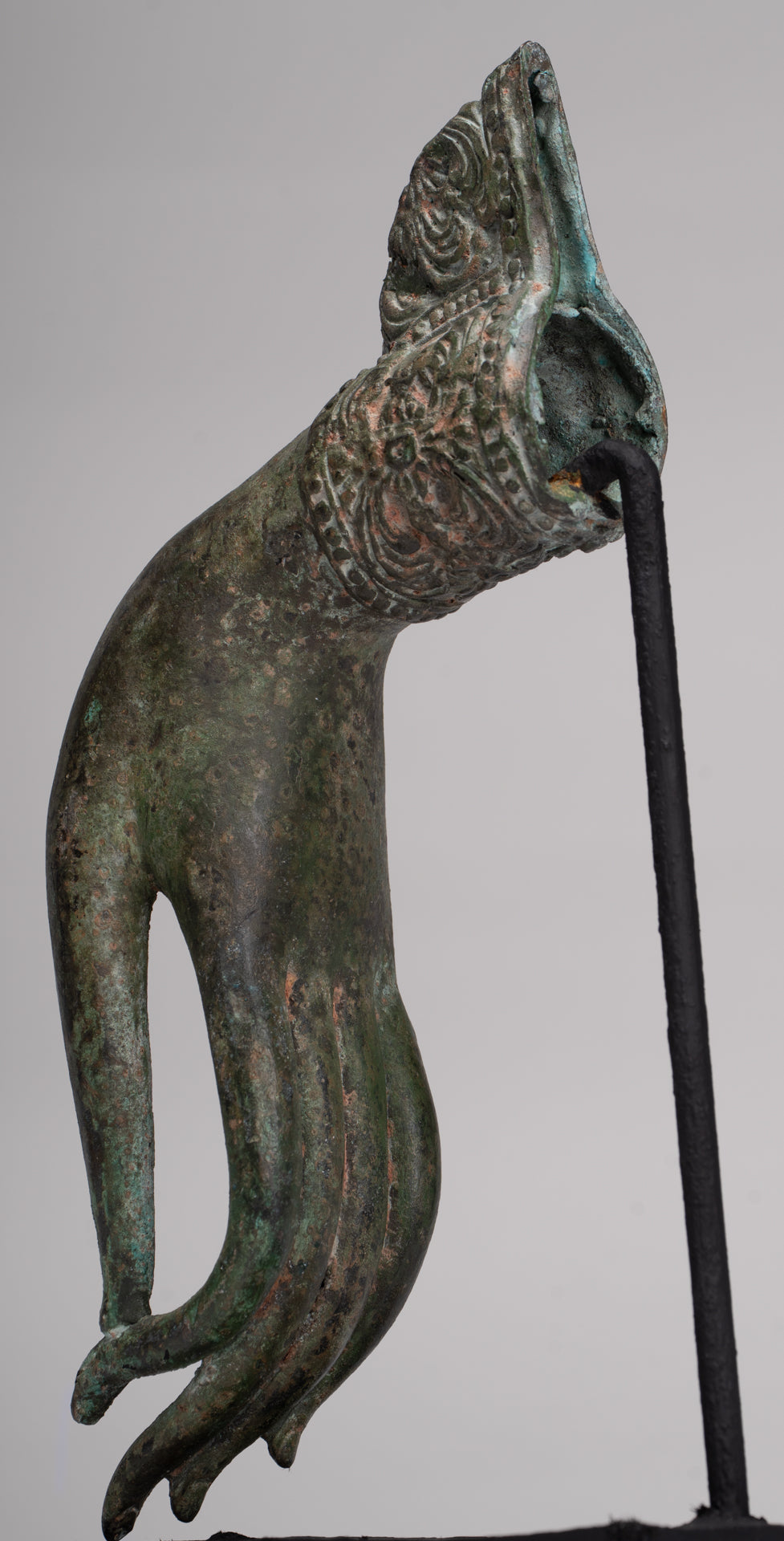 Mounted Antique Thai Style Southeast Asia Bronze Thai Teaching Hand - 30cm/12"