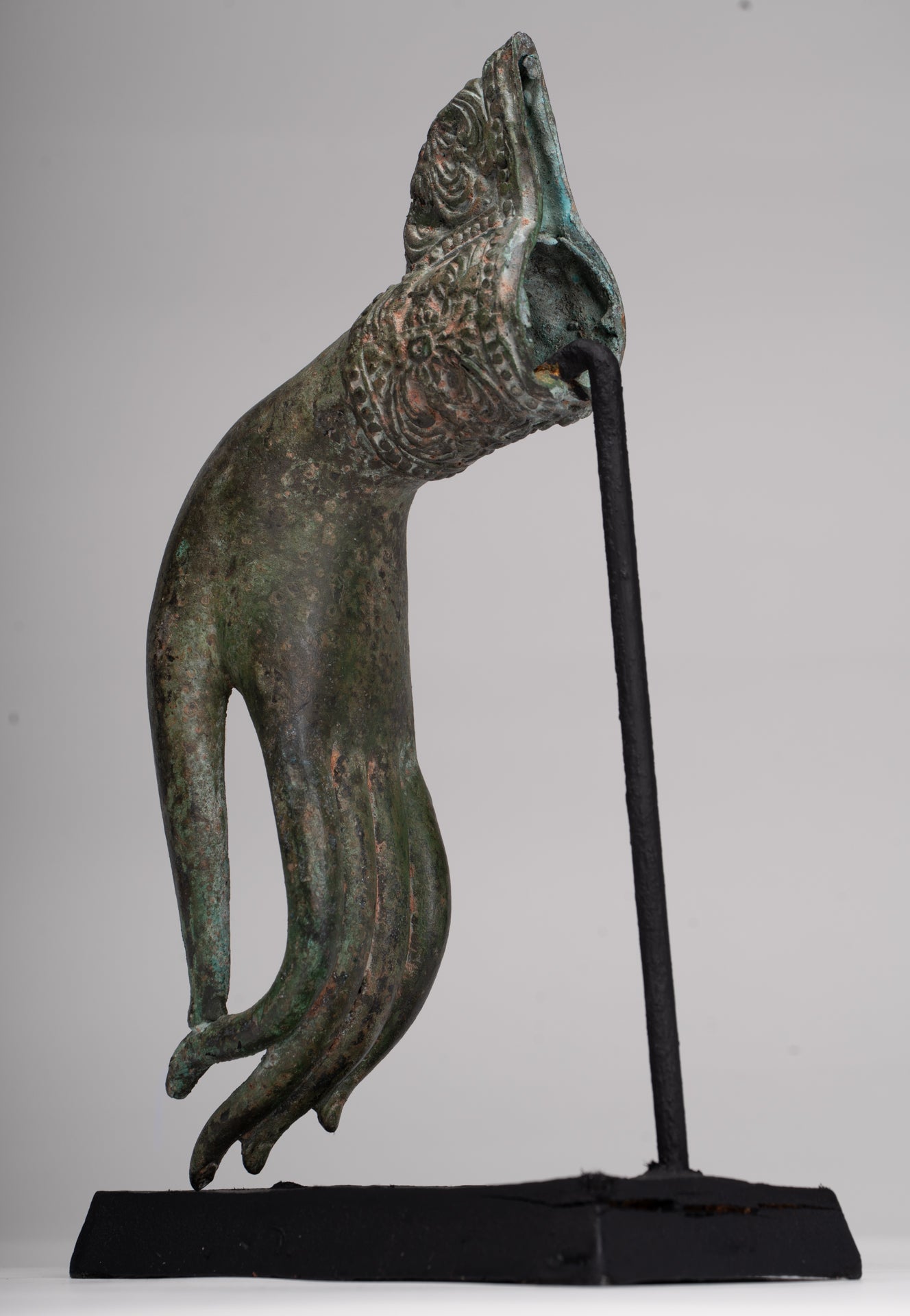 Mounted Antique Thai Style Southeast Asia Bronze Thai Teaching Hand - 30cm/12"