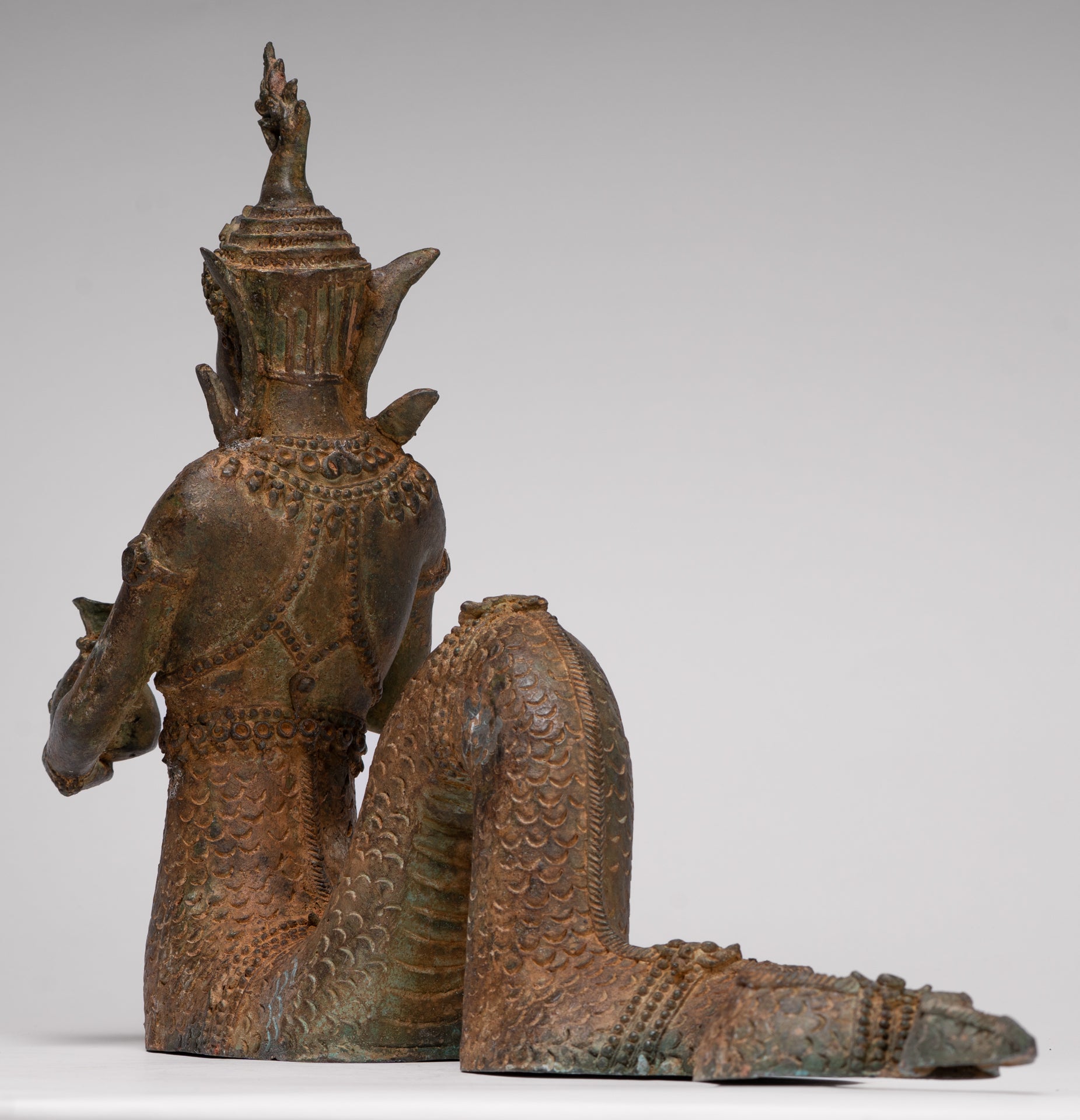 Naga Statue - Antique Thai Style Bronze Female Deity with Naga Tail Statue - 41cm/16"