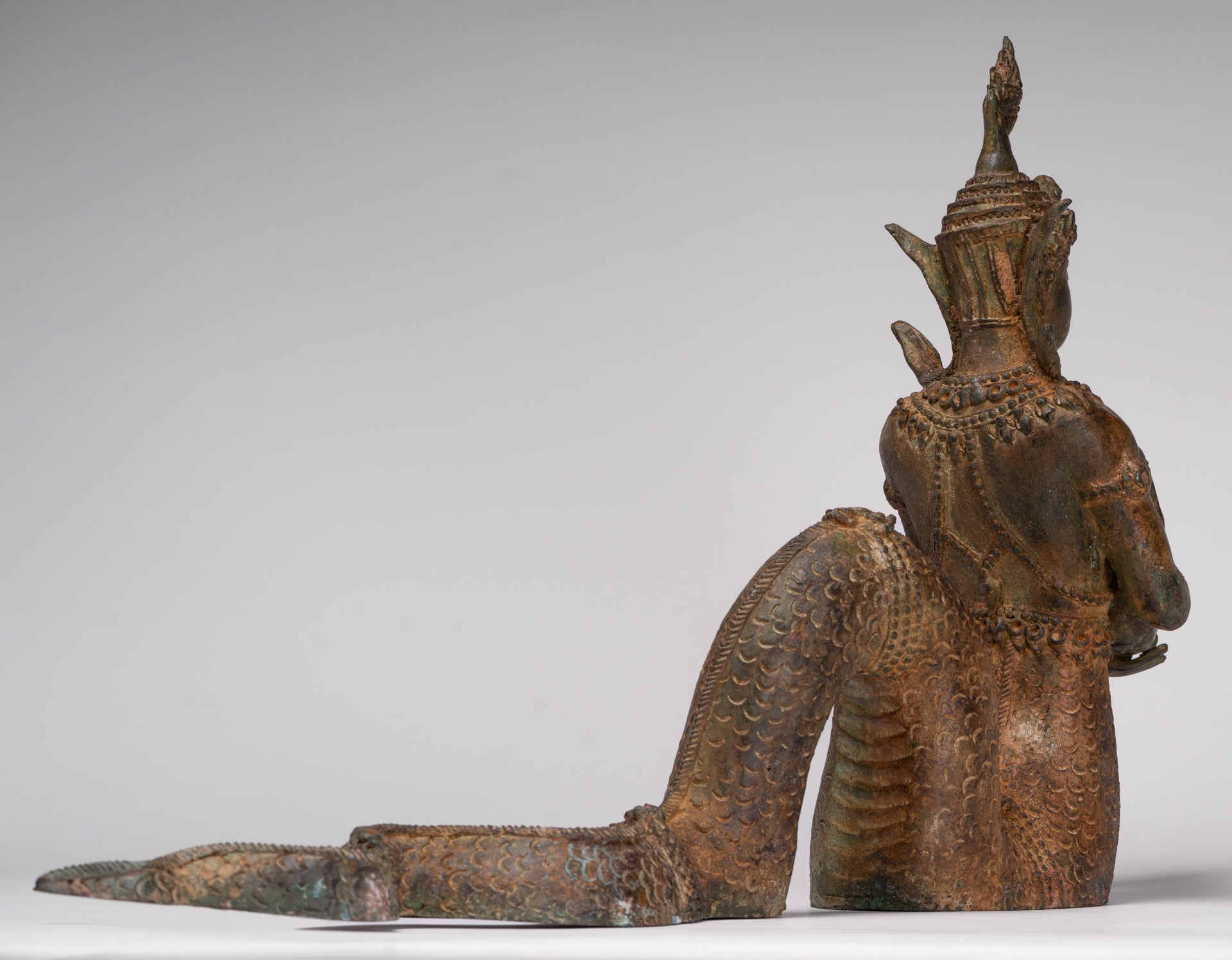 Naga Statue - Antique Thai Style Bronze Female Deity with Naga Tail Statue - 41cm/16"