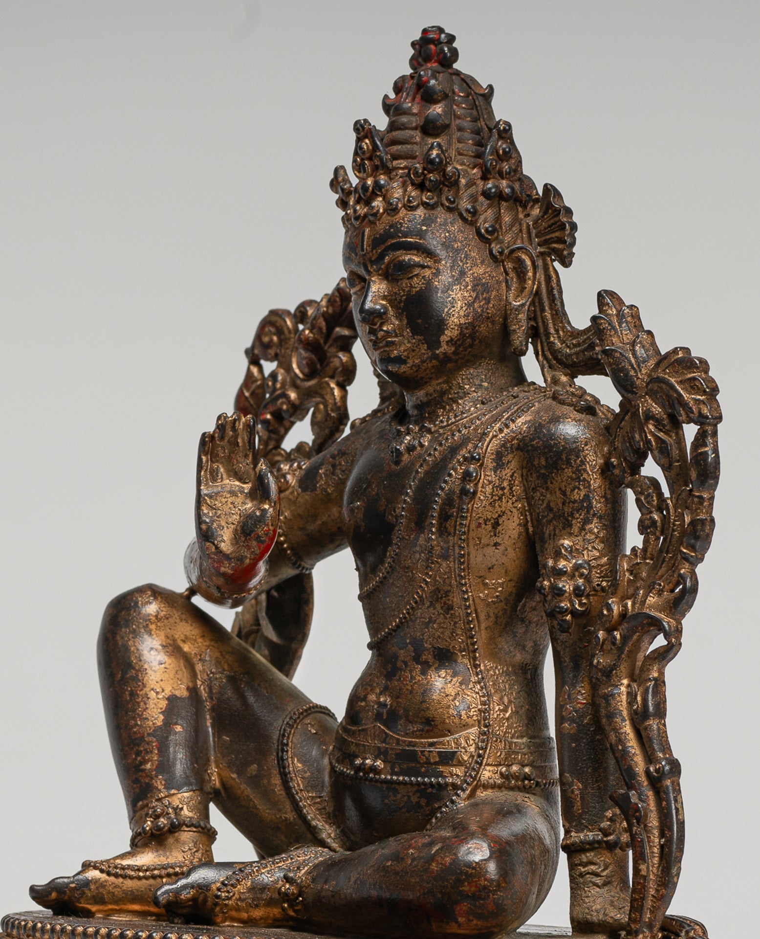 Bodhisattva Statue - Masterpiece Antique Tibetan Style Avalokiteshvara Bodhisattva Statue - 25cm/10"