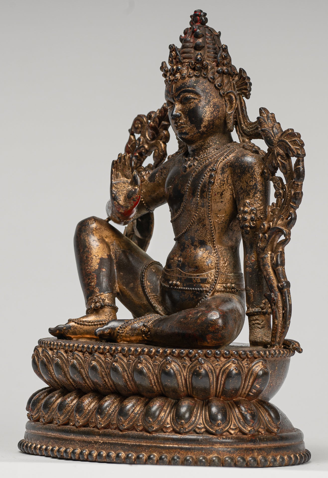 Bodhisattva Statue - Masterpiece Antique Tibetan Style Avalokiteshvara Bodhisattva Statue - 25cm/10"