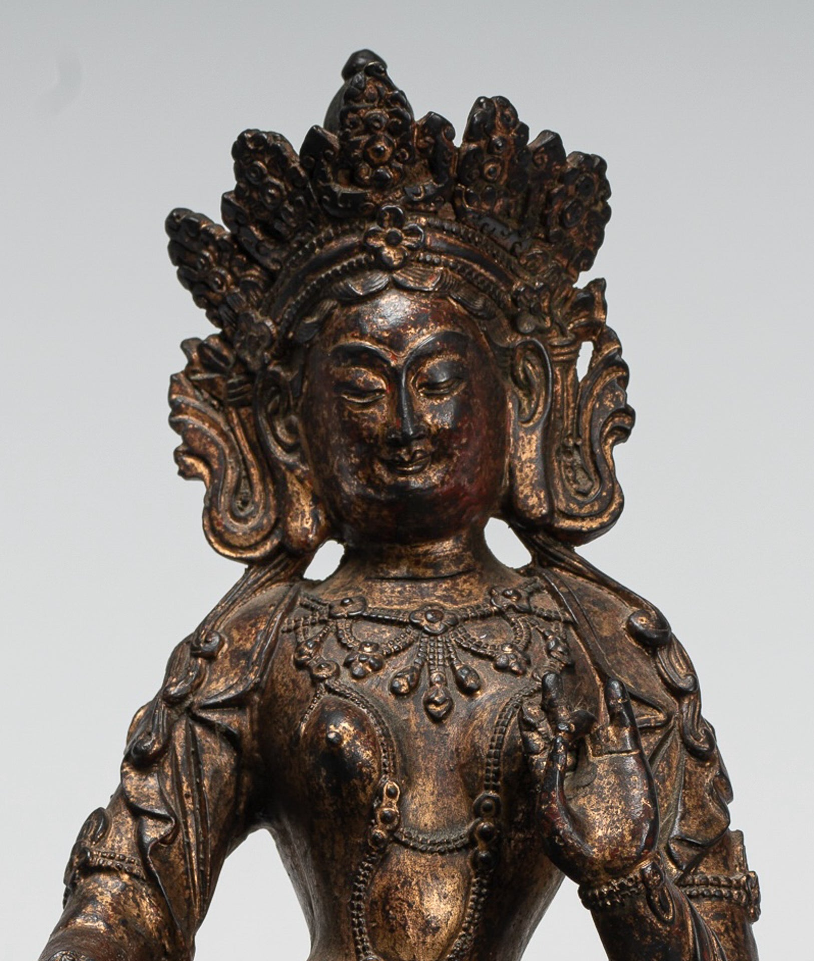 Buddha Statue - Antique Tibet Style Seated Bronze Teaching Buddha - 28cm/11"