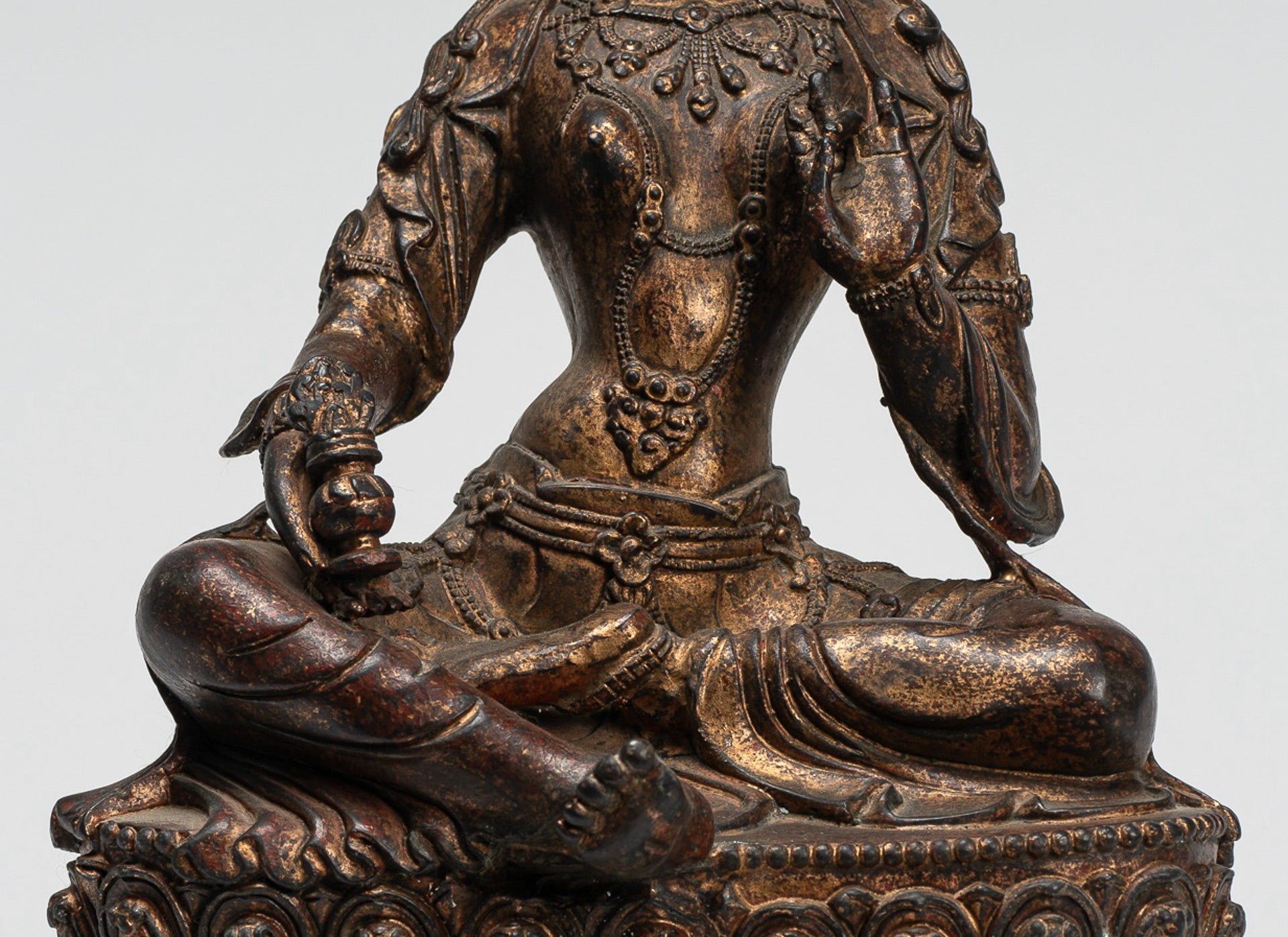 Buddha Statue - Antique Tibet Style Seated Bronze Teaching Buddha - 28cm/11"
