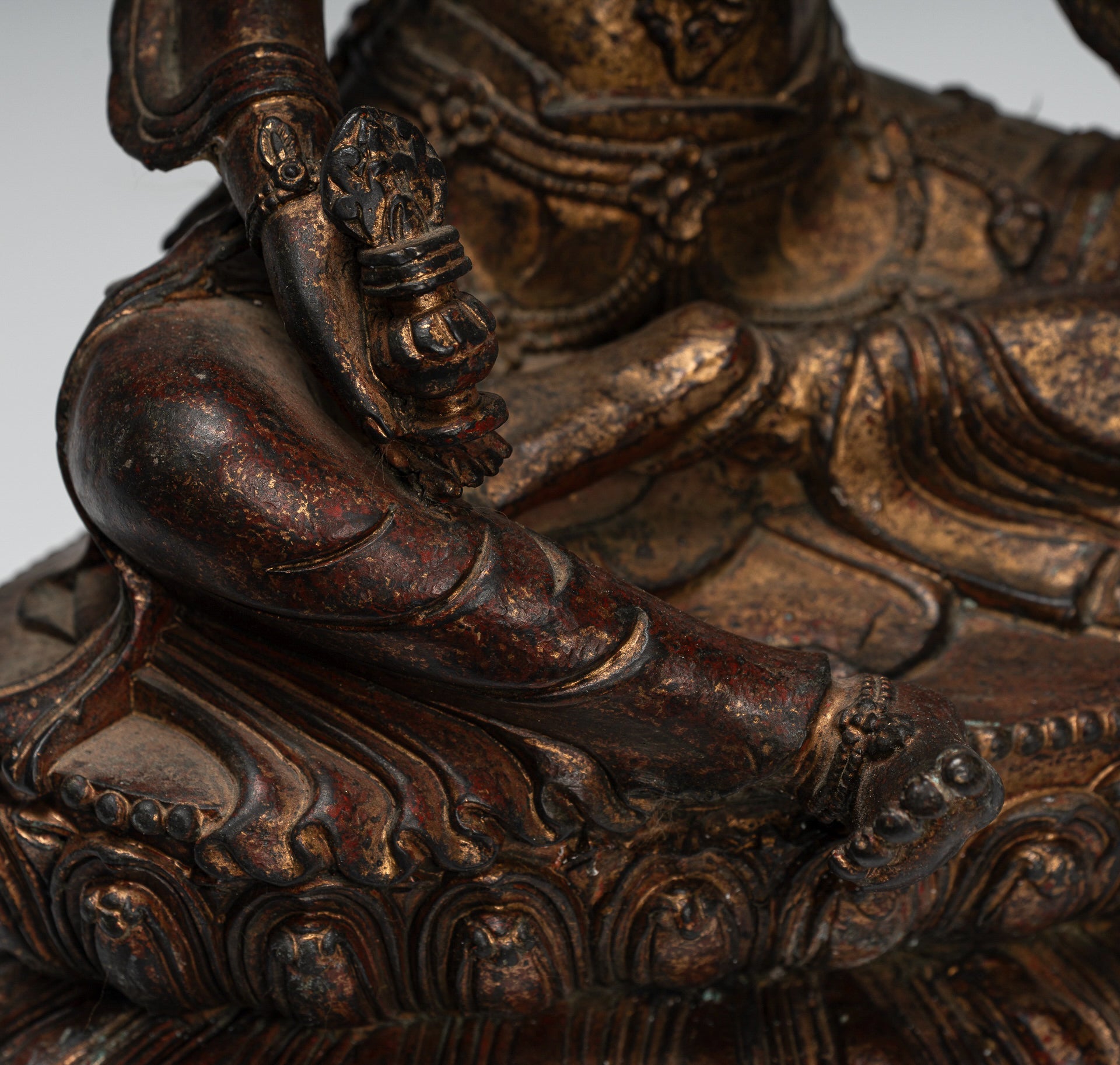 Buddha Statue - Antique Tibet Style Seated Bronze Teaching Buddha - 28cm/11"