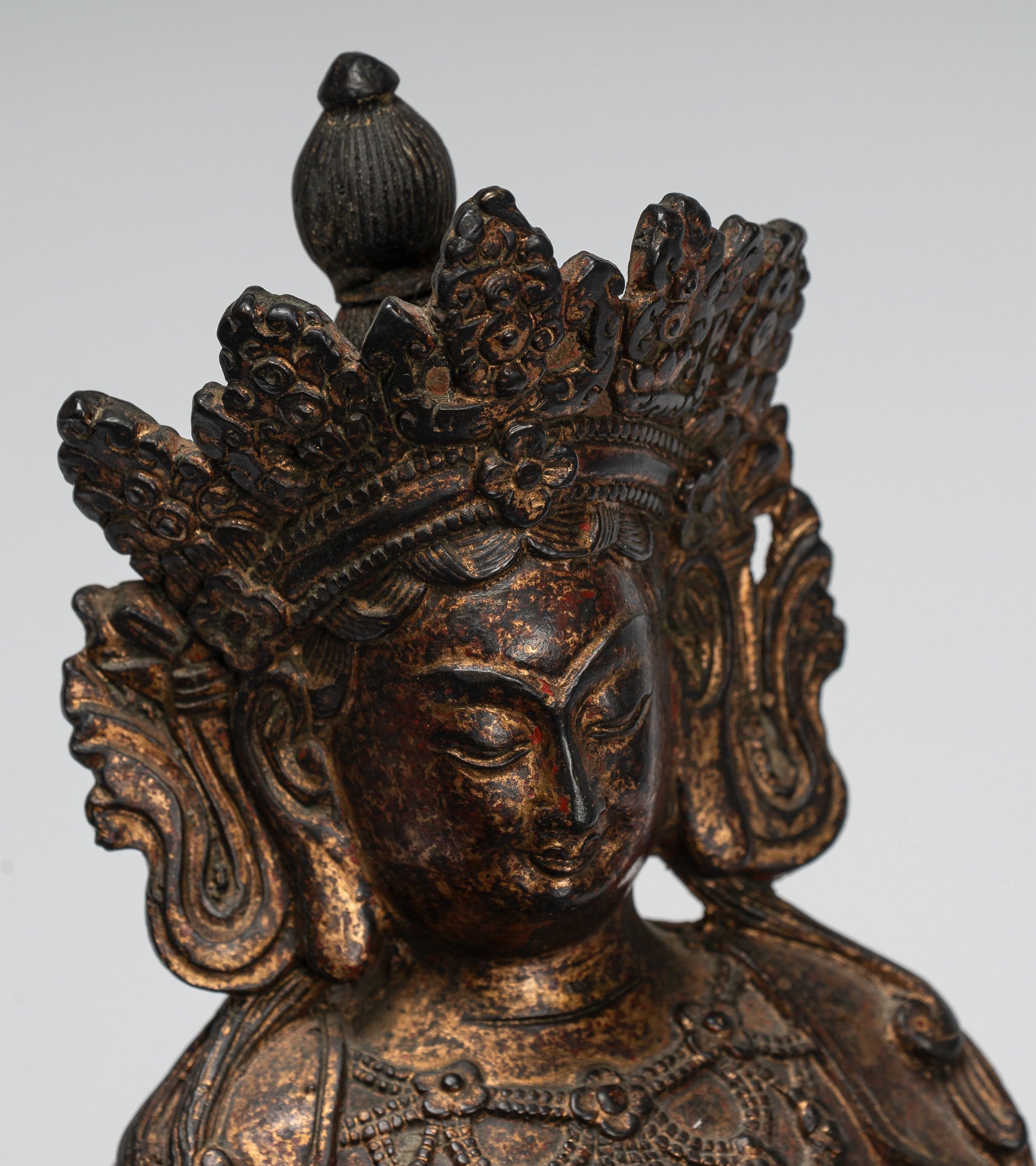 Buddha Statue - Antique Tibet Style Seated Bronze Teaching Buddha - 28cm/11"