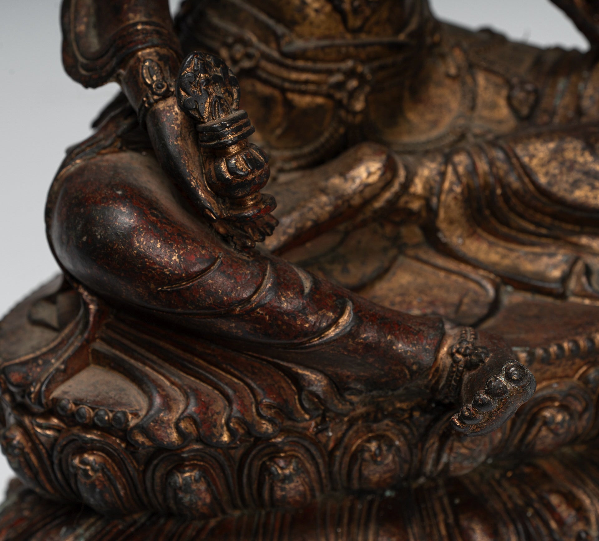 Buddha Statue - Antique Tibet Style Seated Bronze Teaching Buddha - 28cm/11"