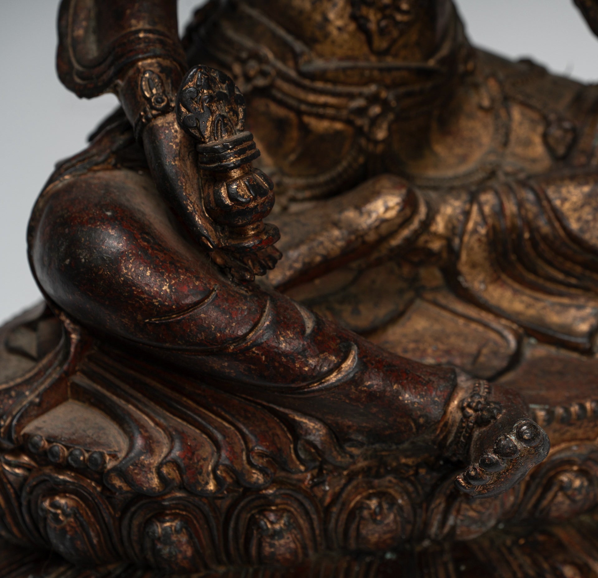 Buddha Statue - Antique Tibet Style Seated Bronze Teaching Buddha - 28cm/11"